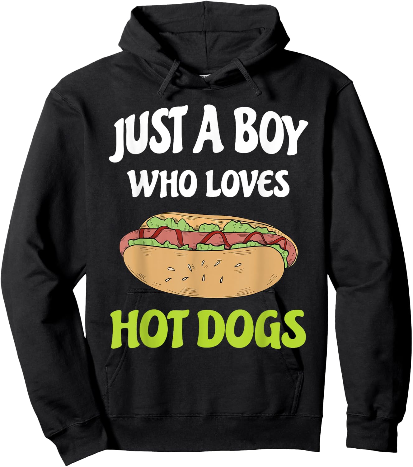 Just A Boy Who Loves Hot Dogs Funny Hot Dog Design Toddler Hoodie - Hoodie | Black