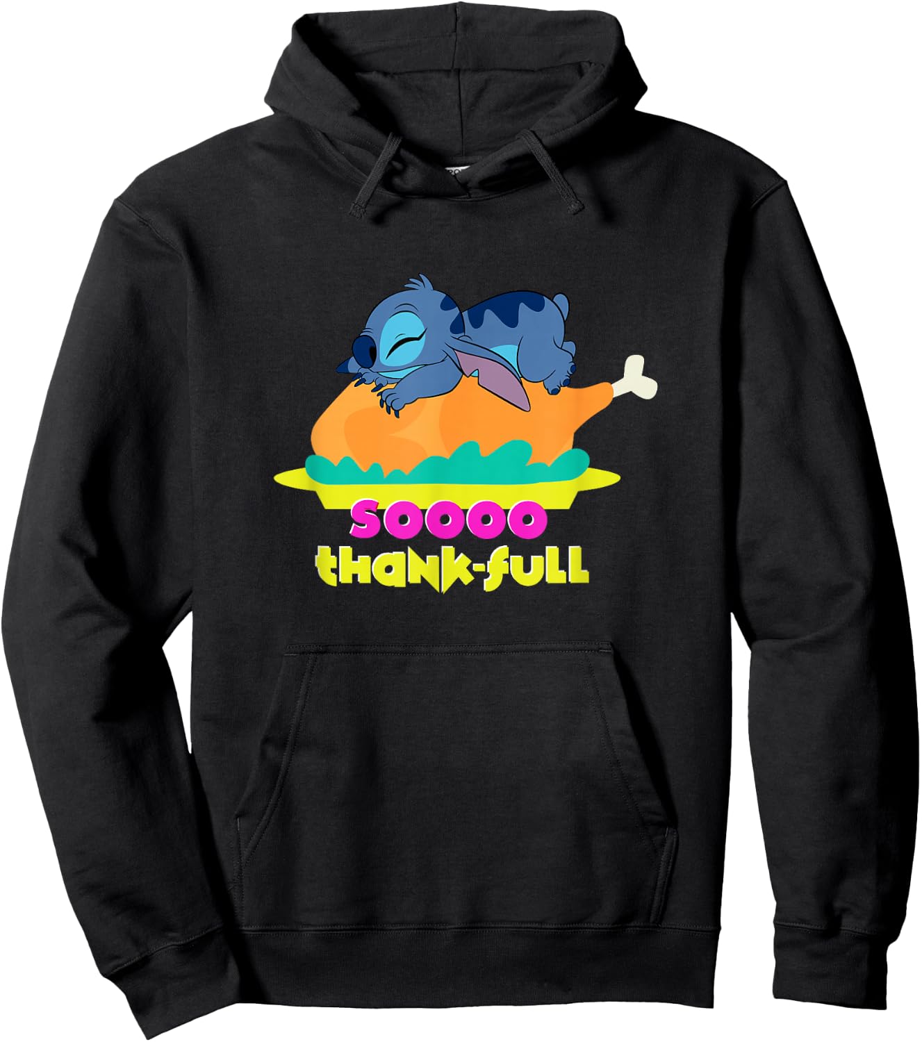 Disney Lilo & Stitch Thanksgiving Soooo Thankful Turkey Nap Hoodie - Hoodie | Black