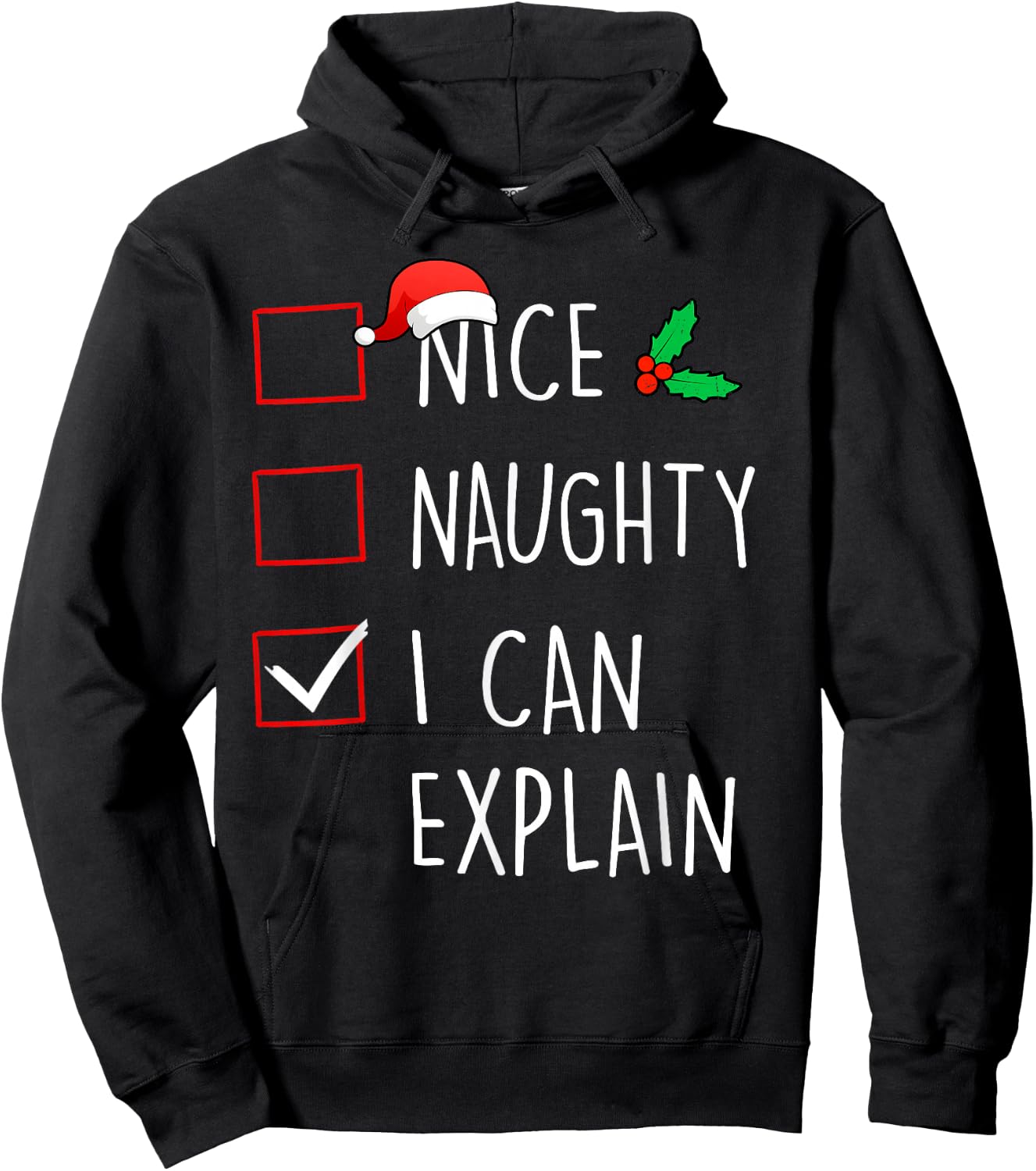 Nice Naughty I Can Explain Christmas Family Matching Hoodie - Hoodie | Black
