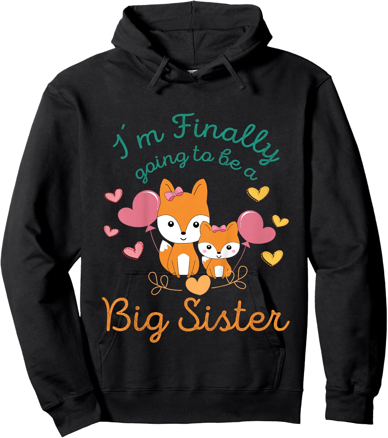 I'm finally going to be a big sister Big Sister Foxes Kid Hoodie - Hoodie | Black