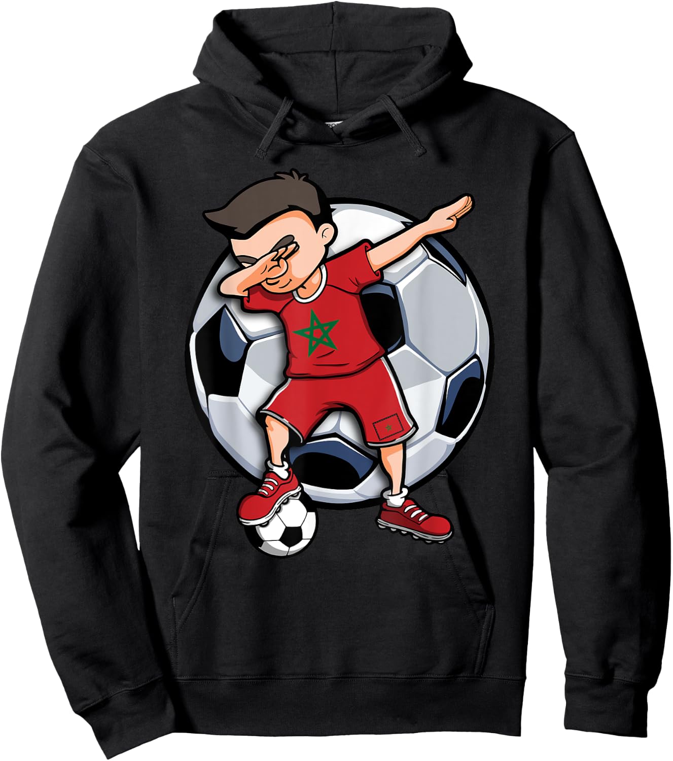 Dabbing Soccer Boy Morocco Football Fan Jersey Moroccan Flag Hoodie - Hoodie | Black