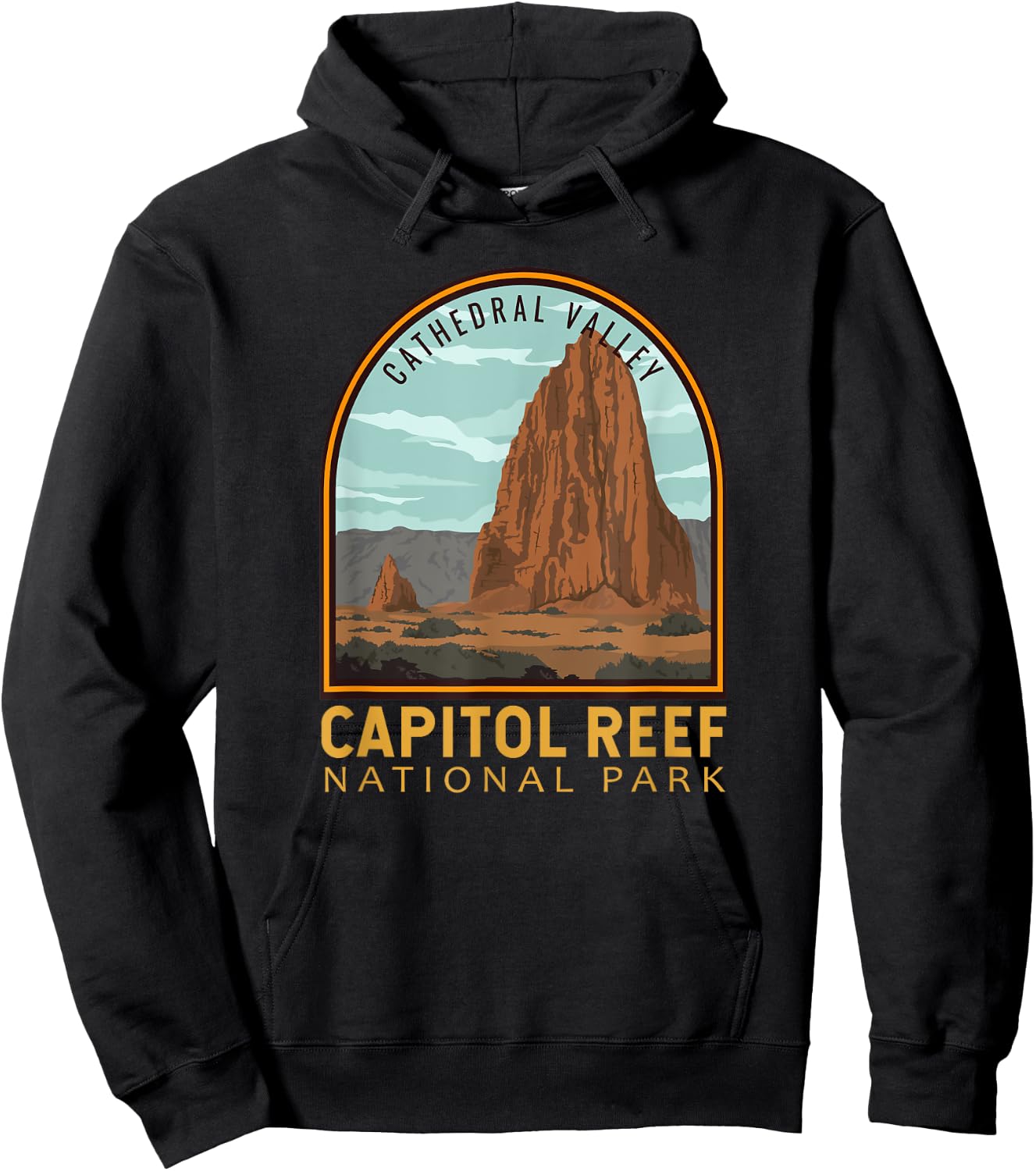 Capitol Reef National Park Cathedral Valley Vintage Emblem Hoodie - Hoodie | Black