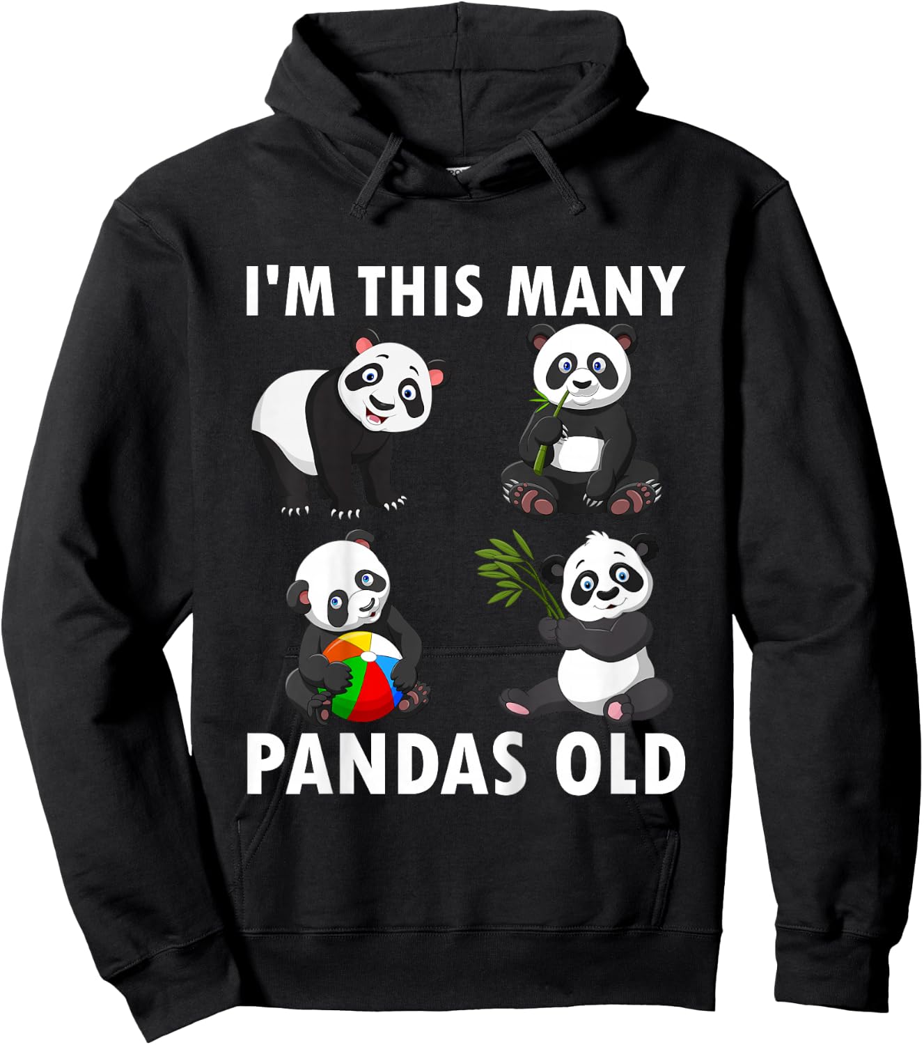 Kids 4 Year Old Boy Pandas Old 4th Birthday Kids Hoodie - Hoodie | Black