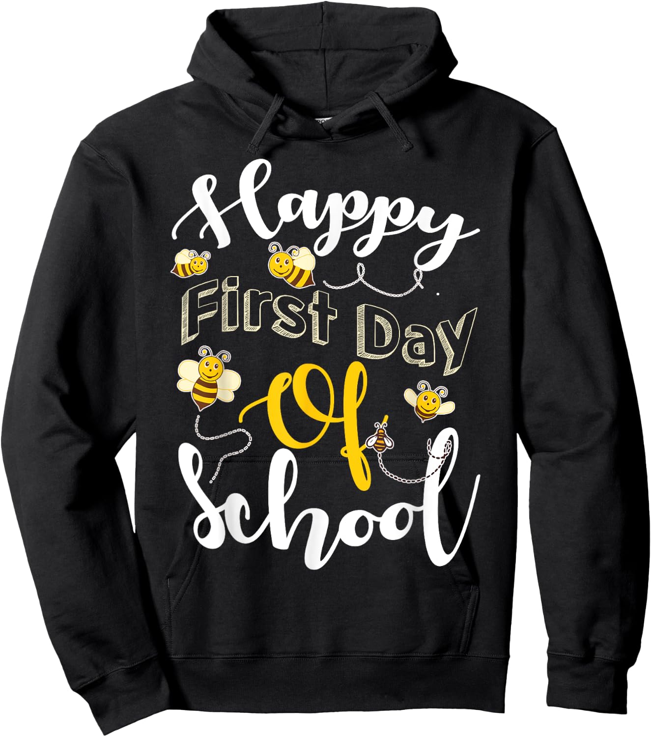 Happy First Day of School Bees Teacher & Kids Back to School Hoodie - Hoodie | Black