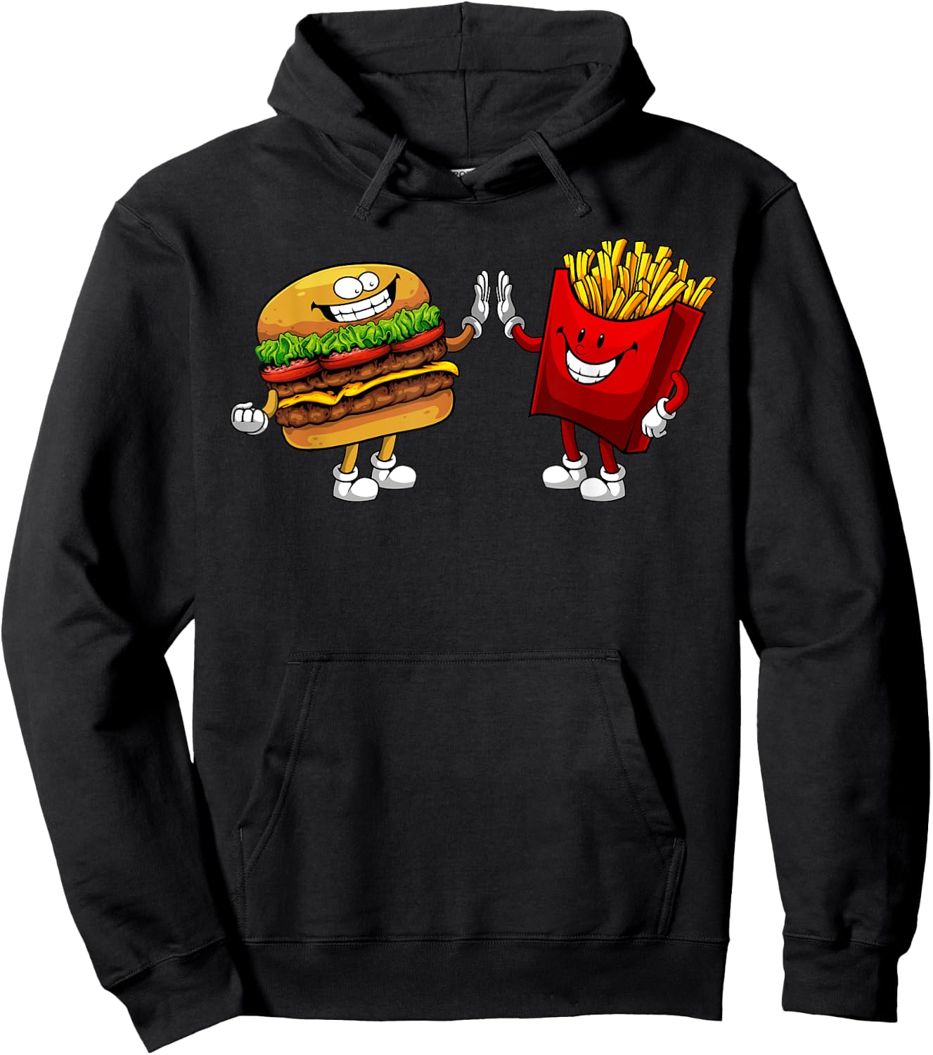 Cute Hamburger Art Men Women Hamburger French Fries Lovers Hoodie - Hoodie | Black
