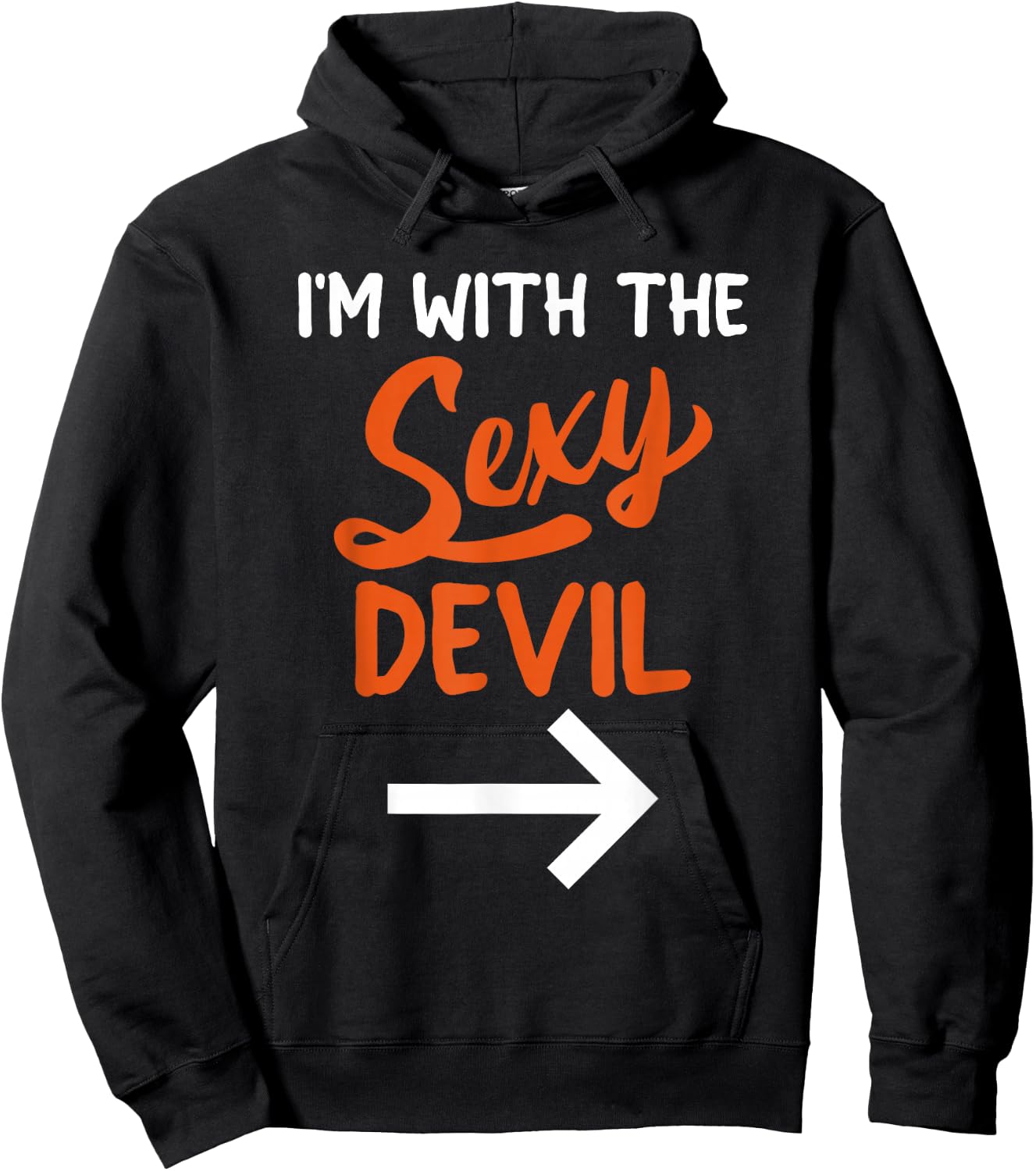 Lazy Halloween Costume for Couple I'm with The Sexy Devil Hoodie - Hoodie | Black