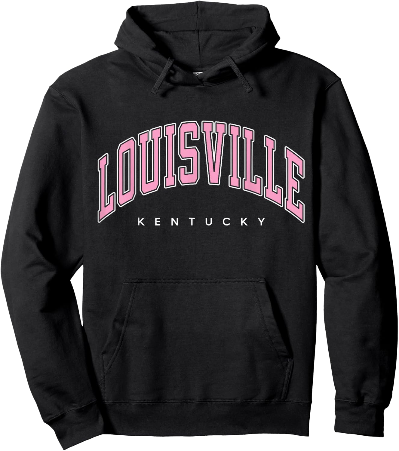 Louisville Kentucky KY Varsity Style Pink Text Hoodie - Hoodie | Black