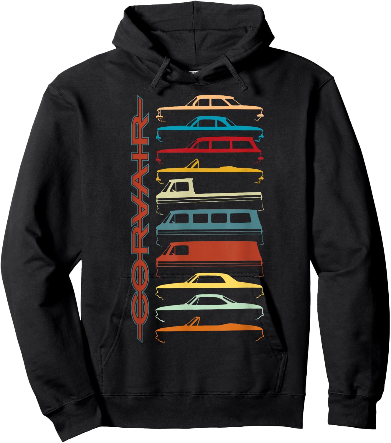 FlatSix Graphics LLc Corvair All Model Sillhouettes - -Adults, Black, Short Sleeve, , Small Hoodie - Hoodie | Black