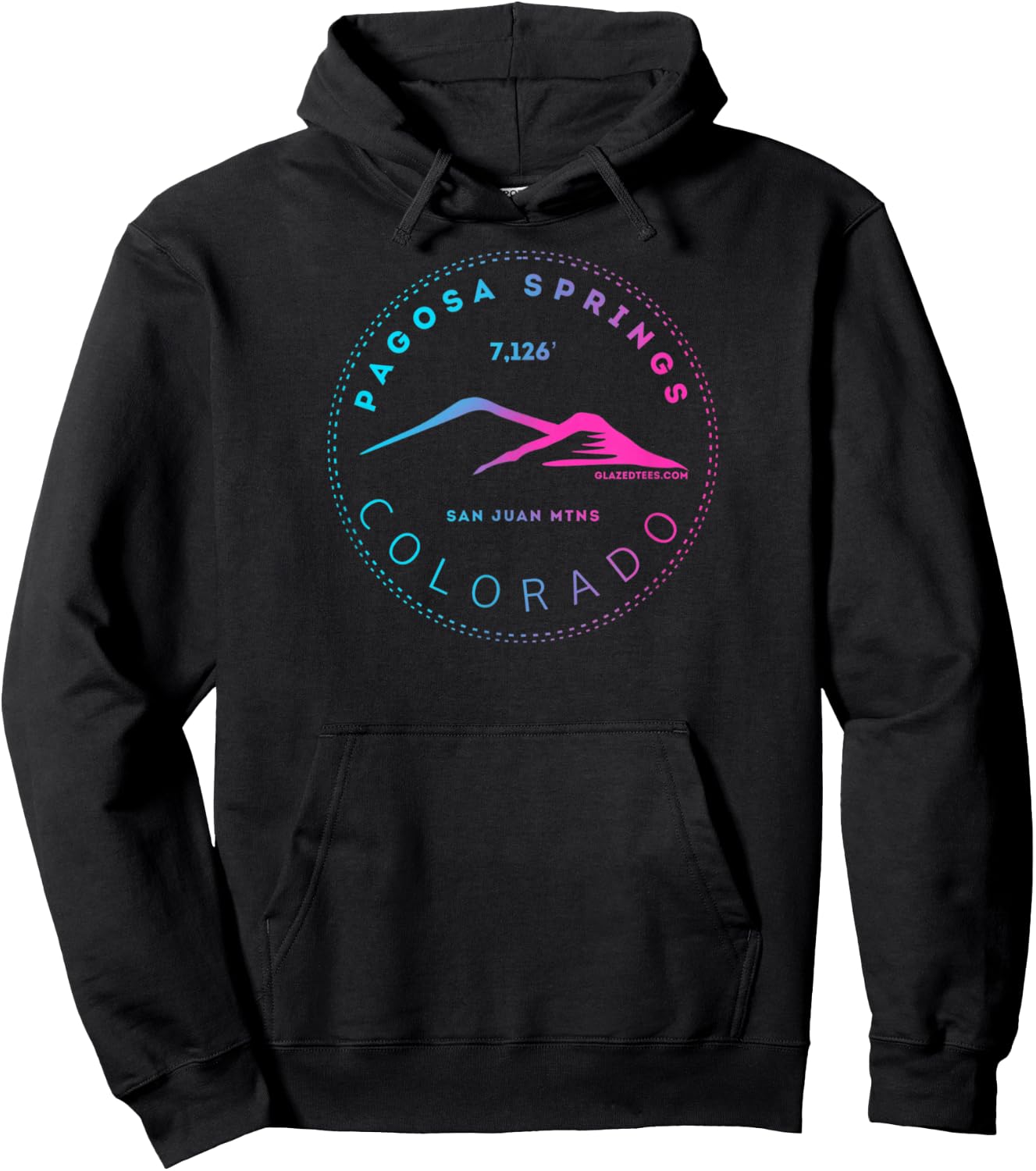 Pagosa Springs Colorado Mountain Town - Elevated Retro Hoodie - Hoodie | Black