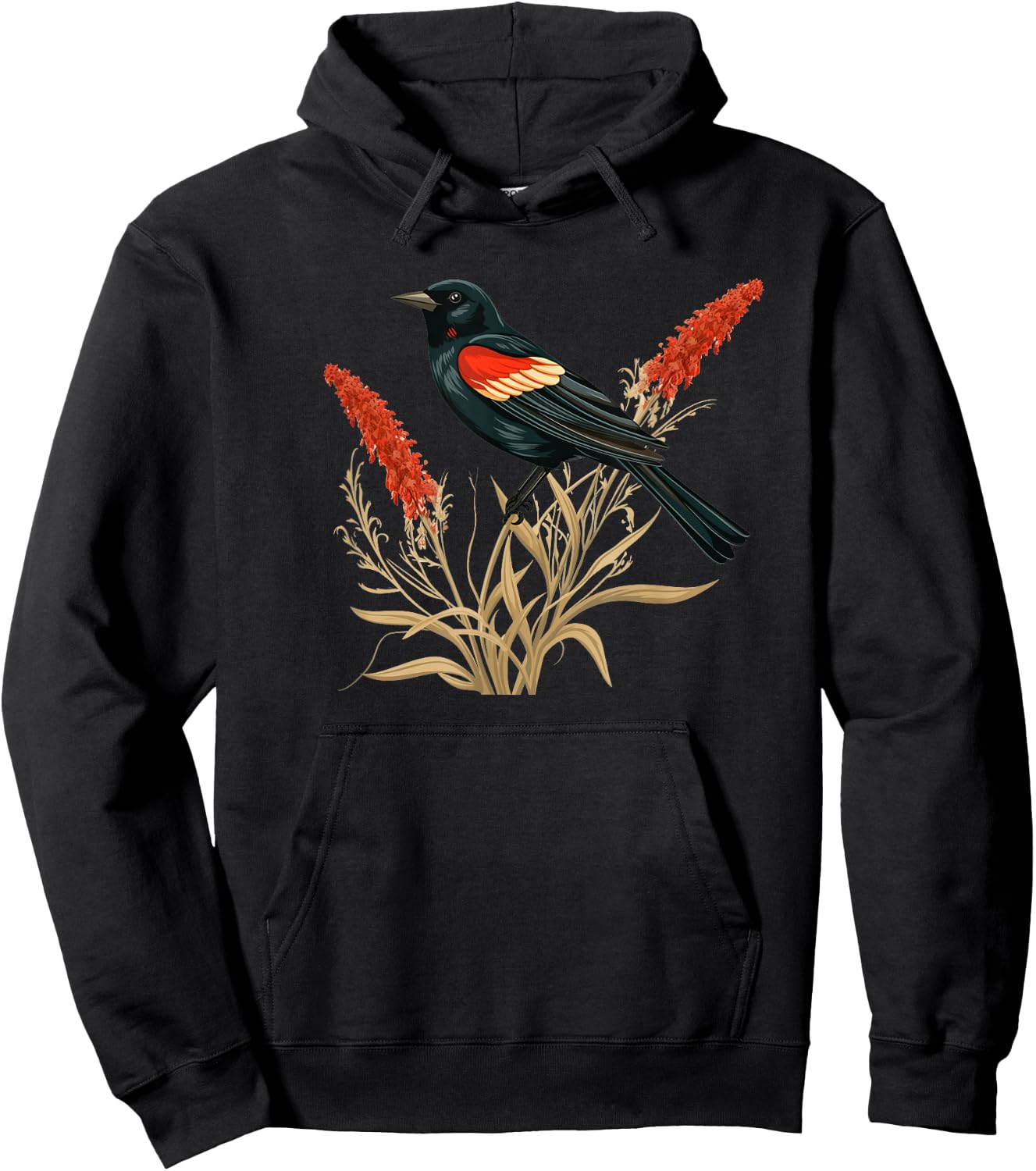 Floral Red-Winged Blackbird Red Winged Blackbird Hoodie - Hoodie | Black