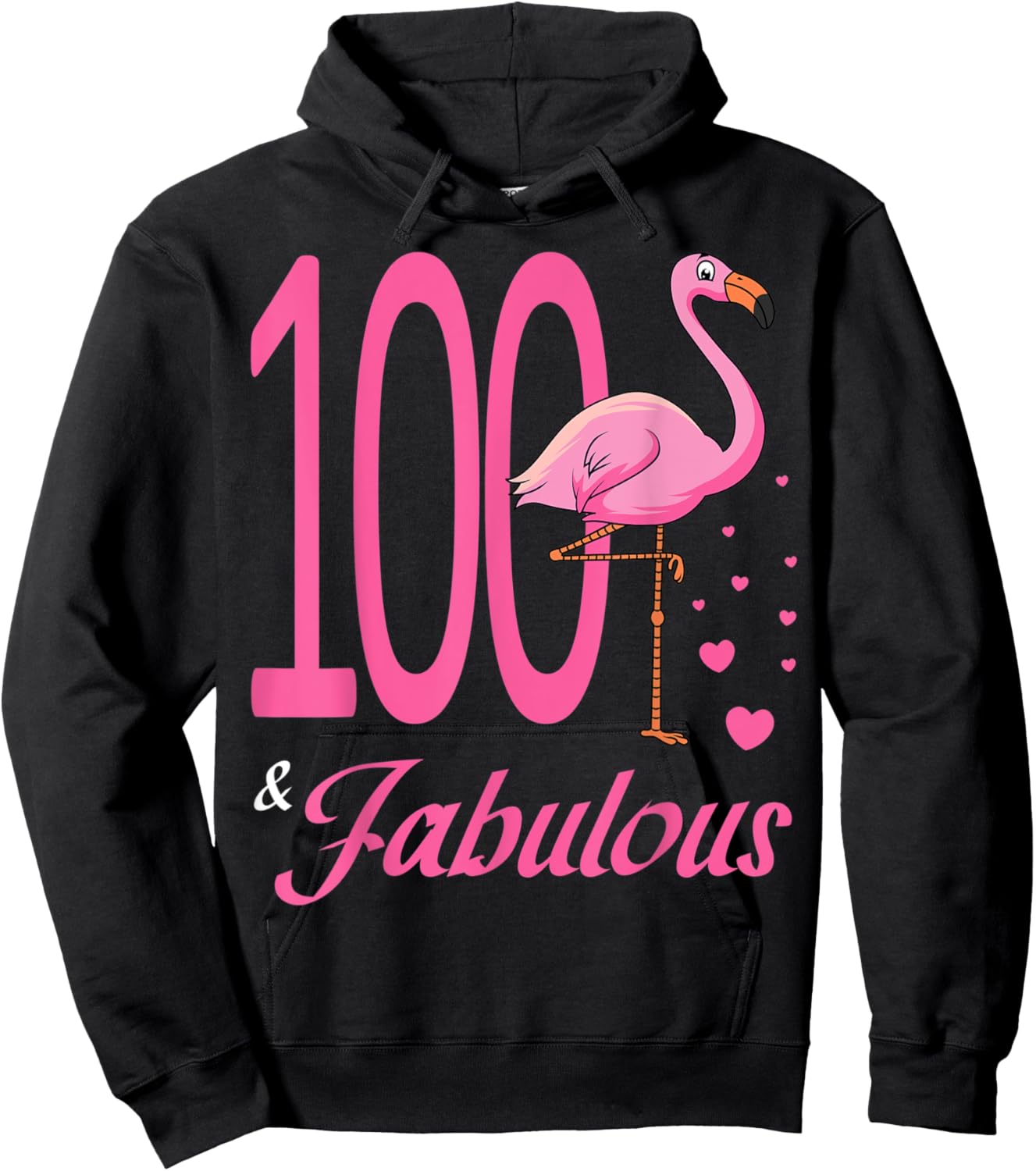 100 & Fabulous Flamingo Birthday 100th Party Celebration Hoodie - Hoodie | Black