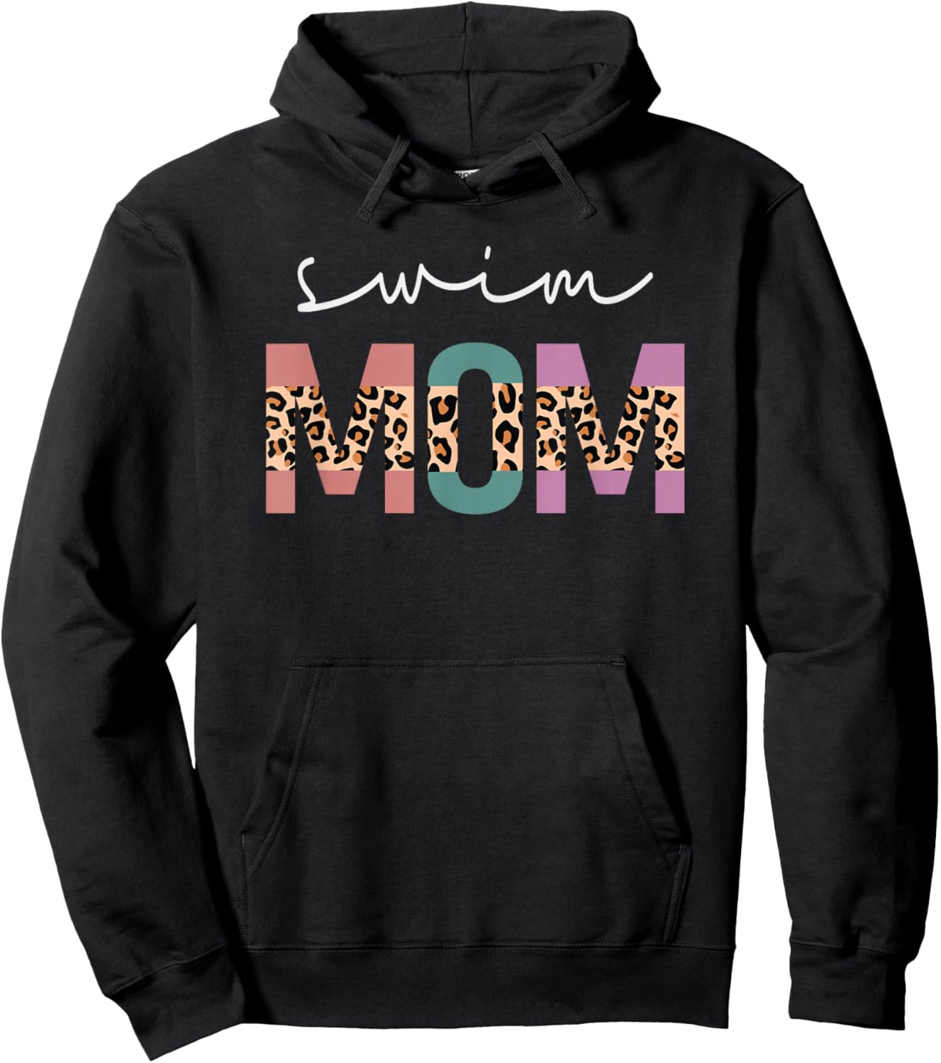 Swim Mom Funny Swimmer Swimming Lover Gift Leopard Hoodie - Hoodie | Black