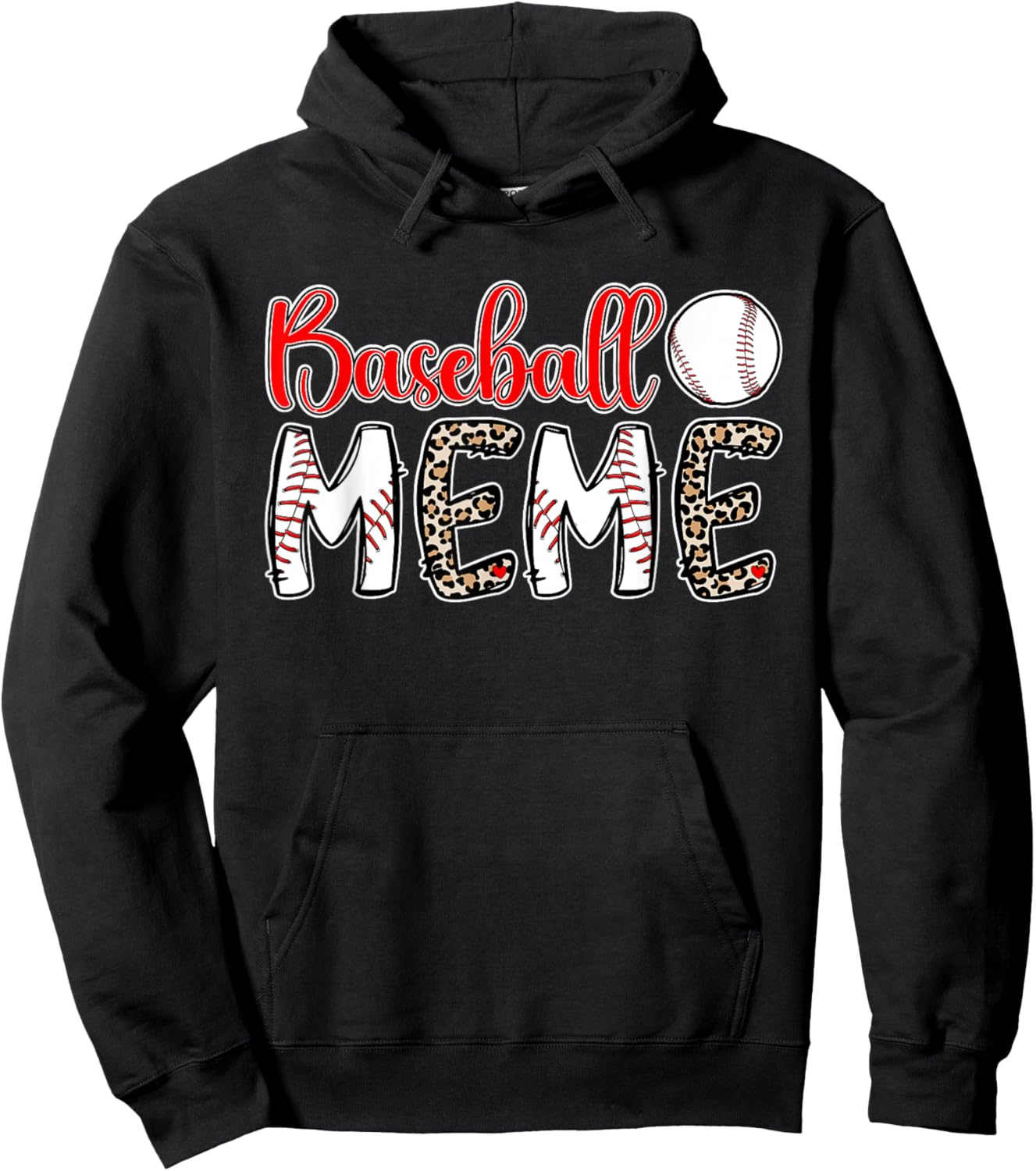Proud Baseball Meme For Mother's Day Women's Baseball Meme Grandma Black Cotton 60% Polyester 40% Short Sleeve Hoodie - Hoodie | Black