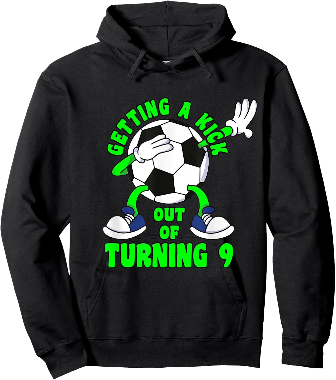 9 Year Old Happy 9th Birthday Soccer 9th Birthday Hoodie - Hoodie | Black