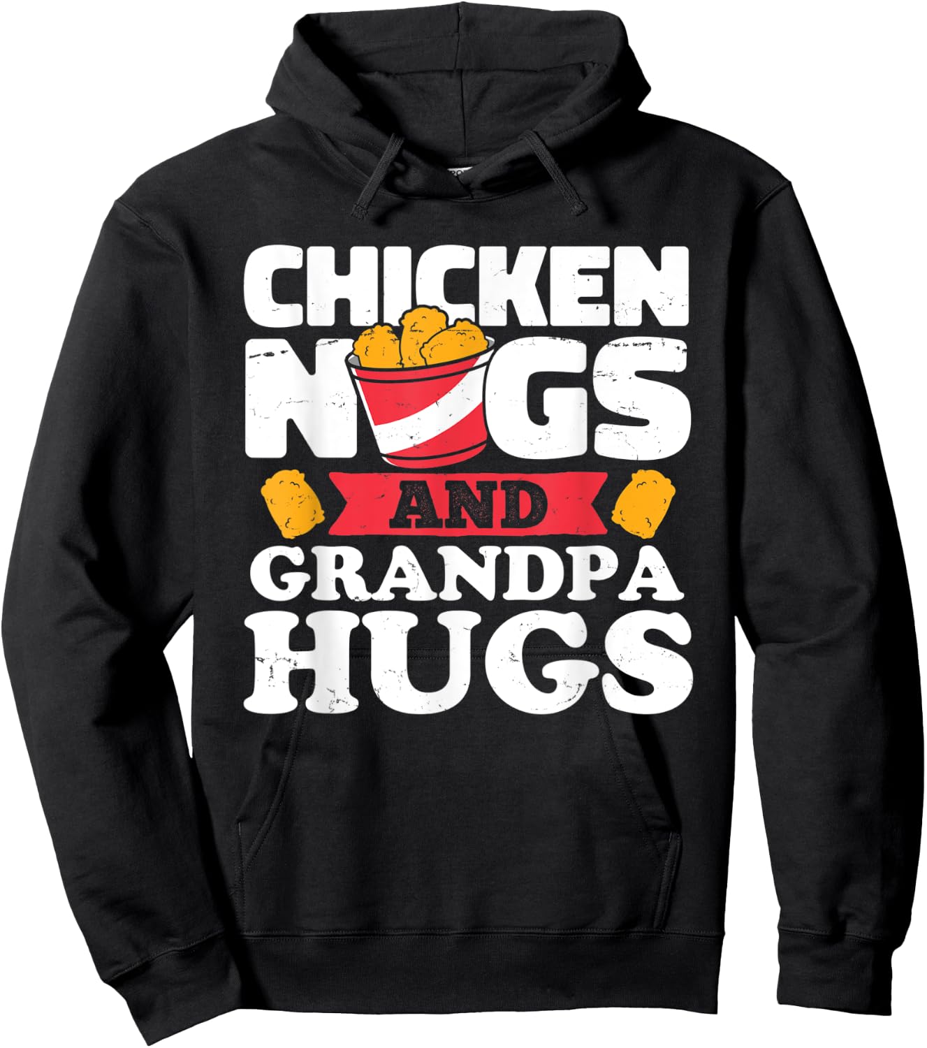 Chicken Nugs And Grandpa Hugs Funny Chicken Nugget Lover Hoodie - Hoodie | Black