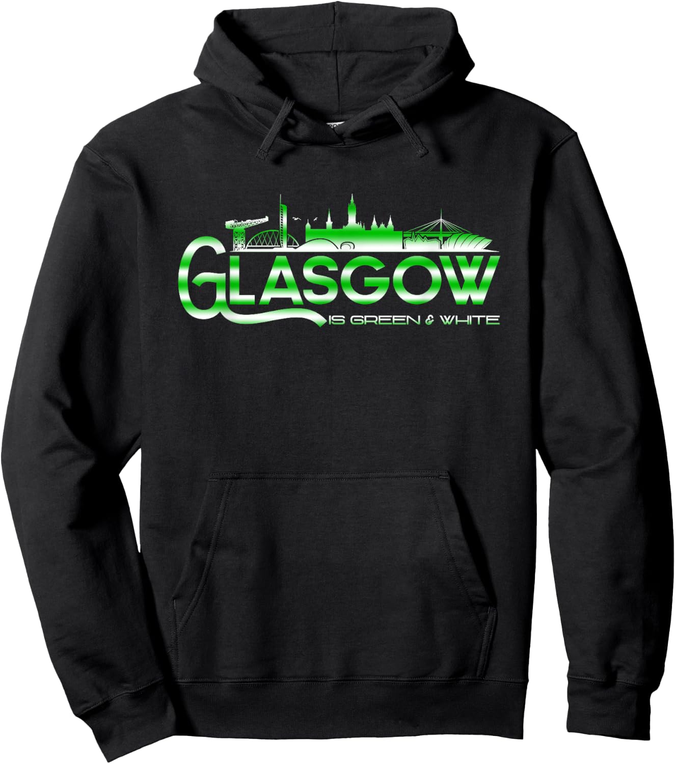 Glasgow is Green and White Hoodie - Hoodie | Black