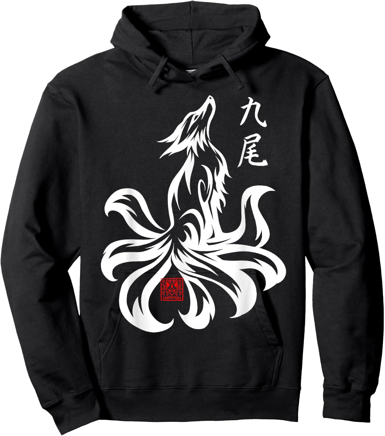 Japanese Nine Tailed Fox Kyubi Kitsune Spirit Tribal animal Hoodie - Hoodie | Black