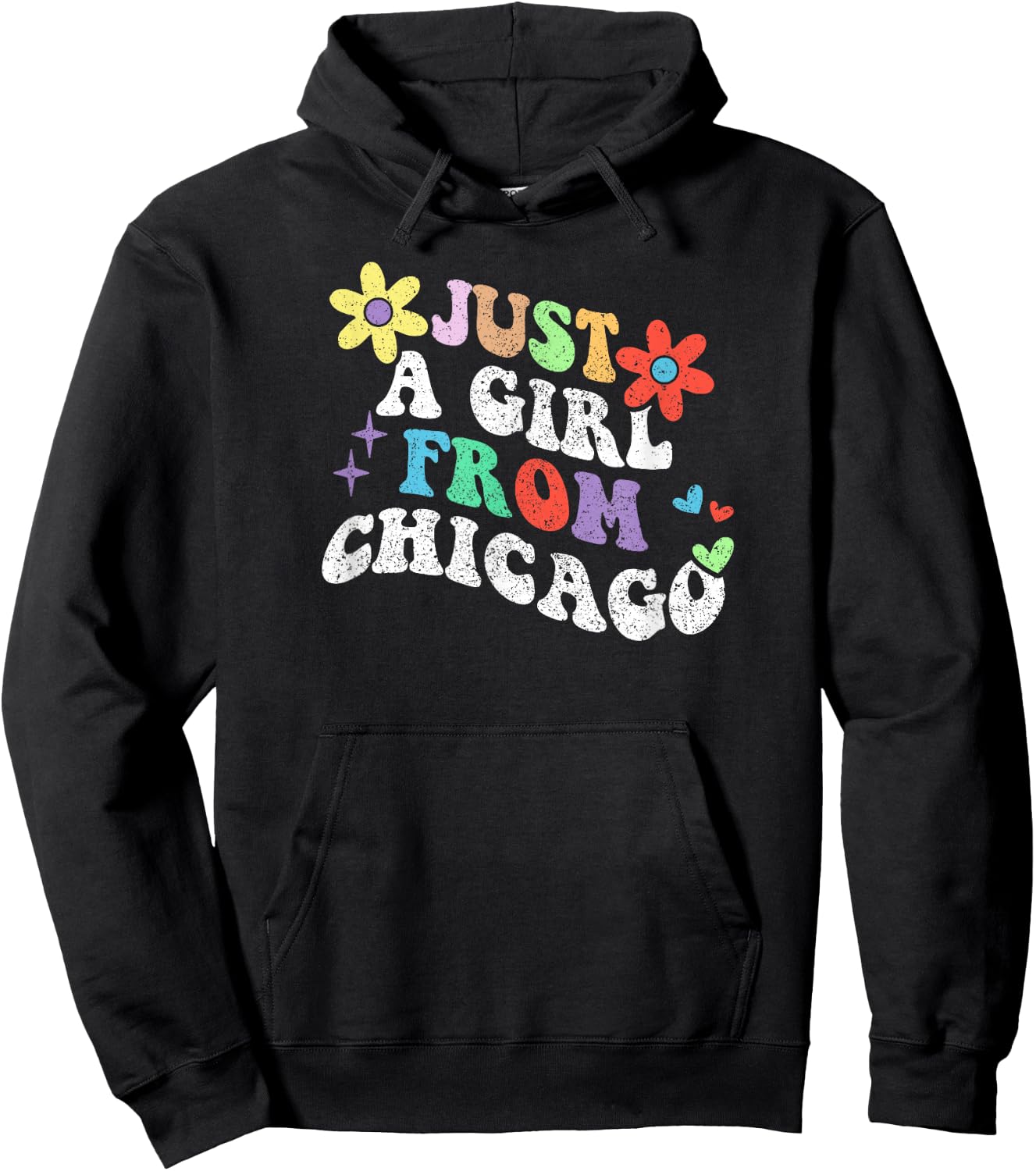 Retro Groovy Just A Girl From Chicago Mother's Day 2023 Hoodie - Hoodie | Black