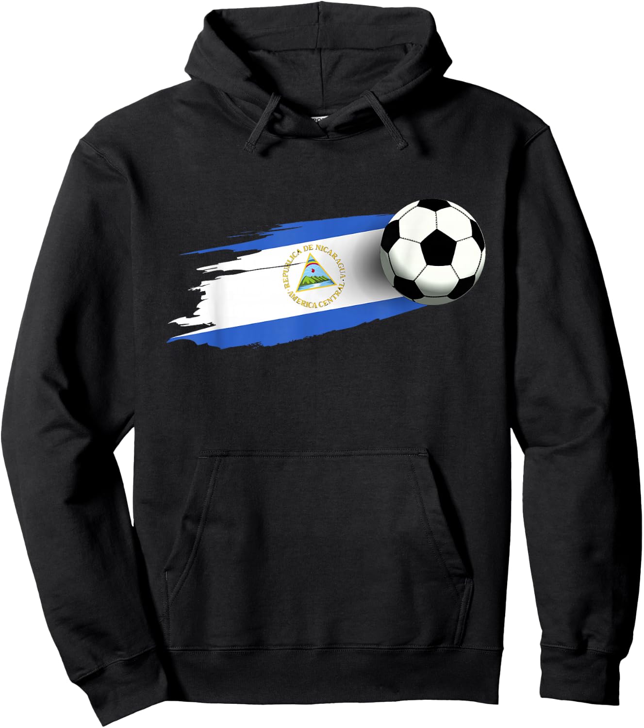 Nicaragua Flag Jersey Nicaraguan Soccer Team Nicaraguan Hoodie - Hoodie | Black