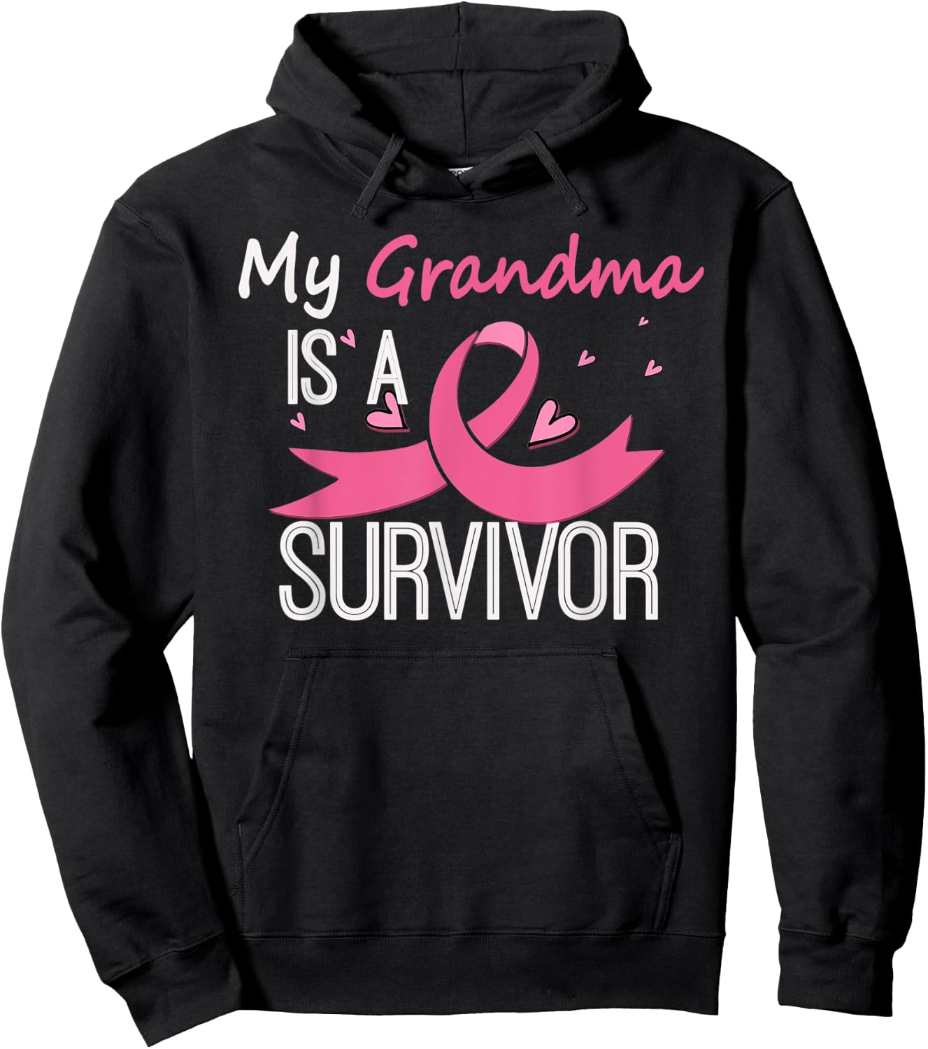 My Grandma Is A Survivor Breast Cancer Awareness Hoodie - Hoodie | Black