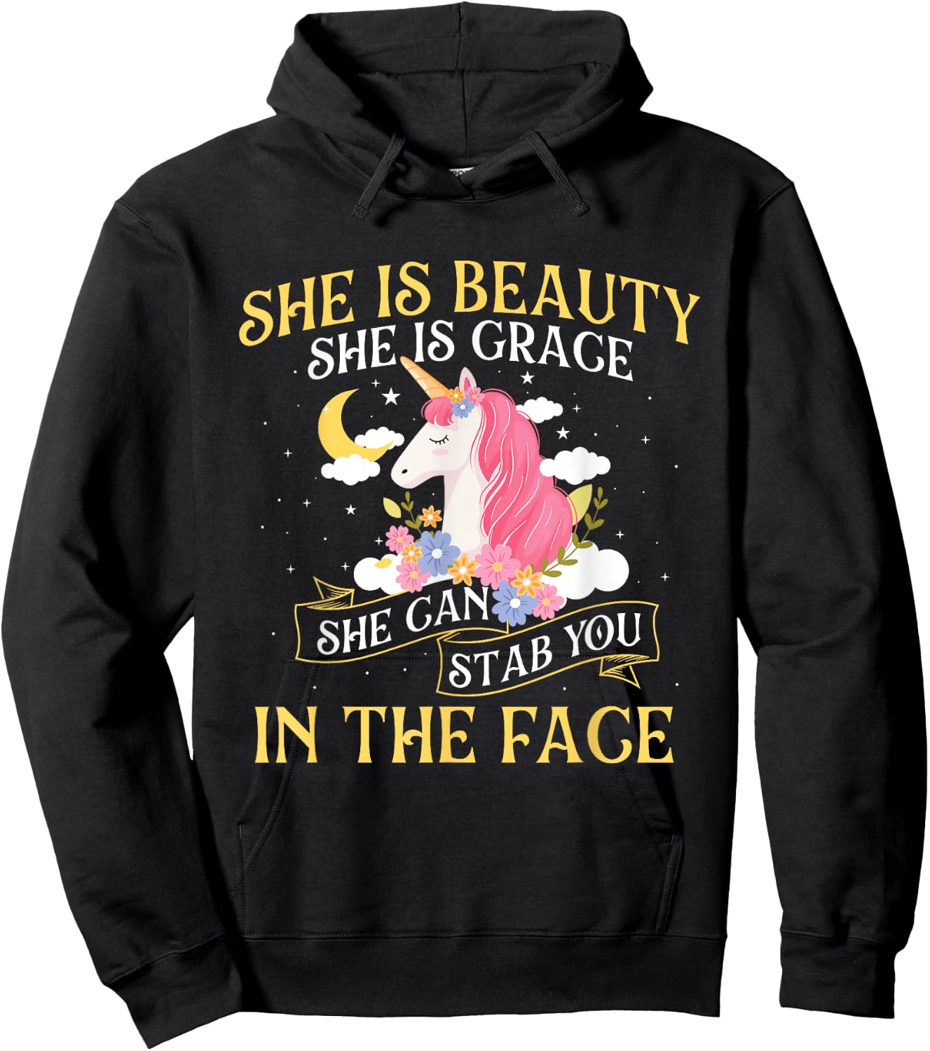 She Is Beauty - Mythical Animal Rainbow Unicorn Magical Hoodie - Hoodie | Black