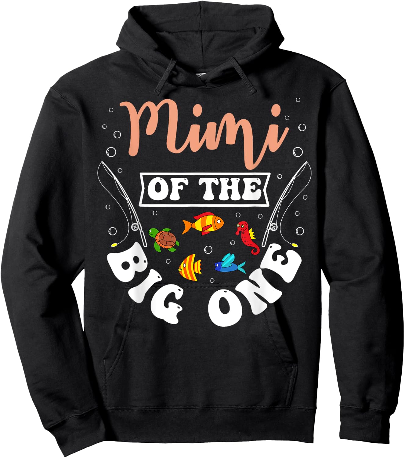 Mimi Of The Big One Fishing Birthday Party Bday Celebration Hoodie - Hoodie | Black