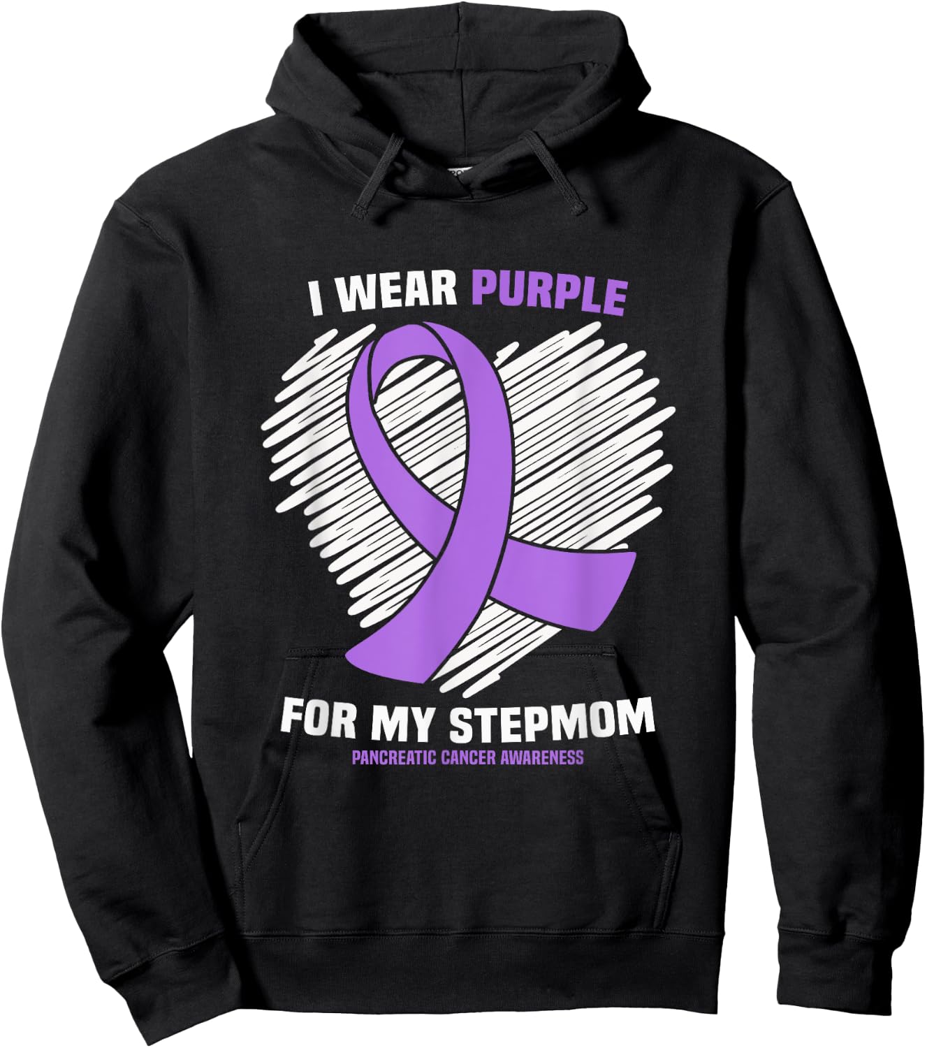 I Wear Purple For My Stepmom Pancreatic Cancer Awareness Hoodie - Hoodie | Black