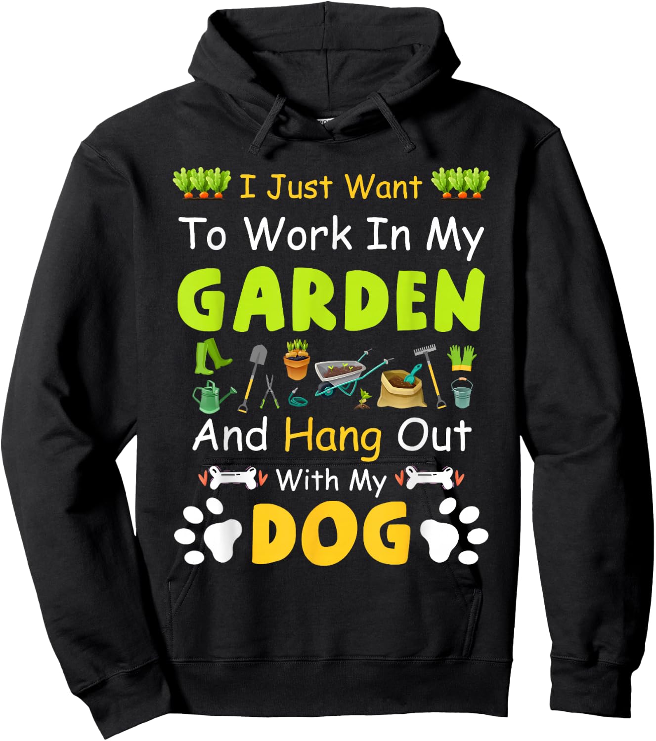 Hang Out With My dog Funny Gardening Dog Lovers - Black, -Adults & Kids, Short Sleeve, Classic Fit, Cotton, Polyester, Small Hoodie - Hoodie | Black