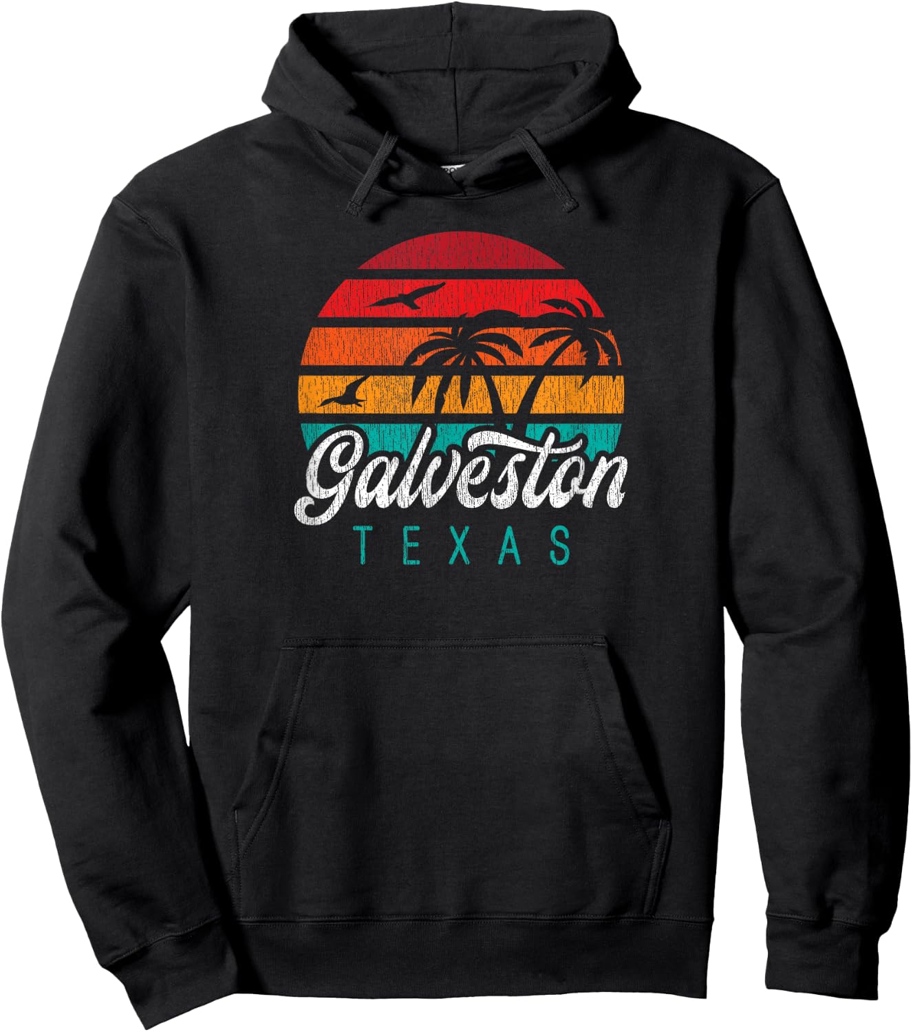 GALVESTON TX, Galveston Texas Sunset Design Hoodie - Hoodie | Black