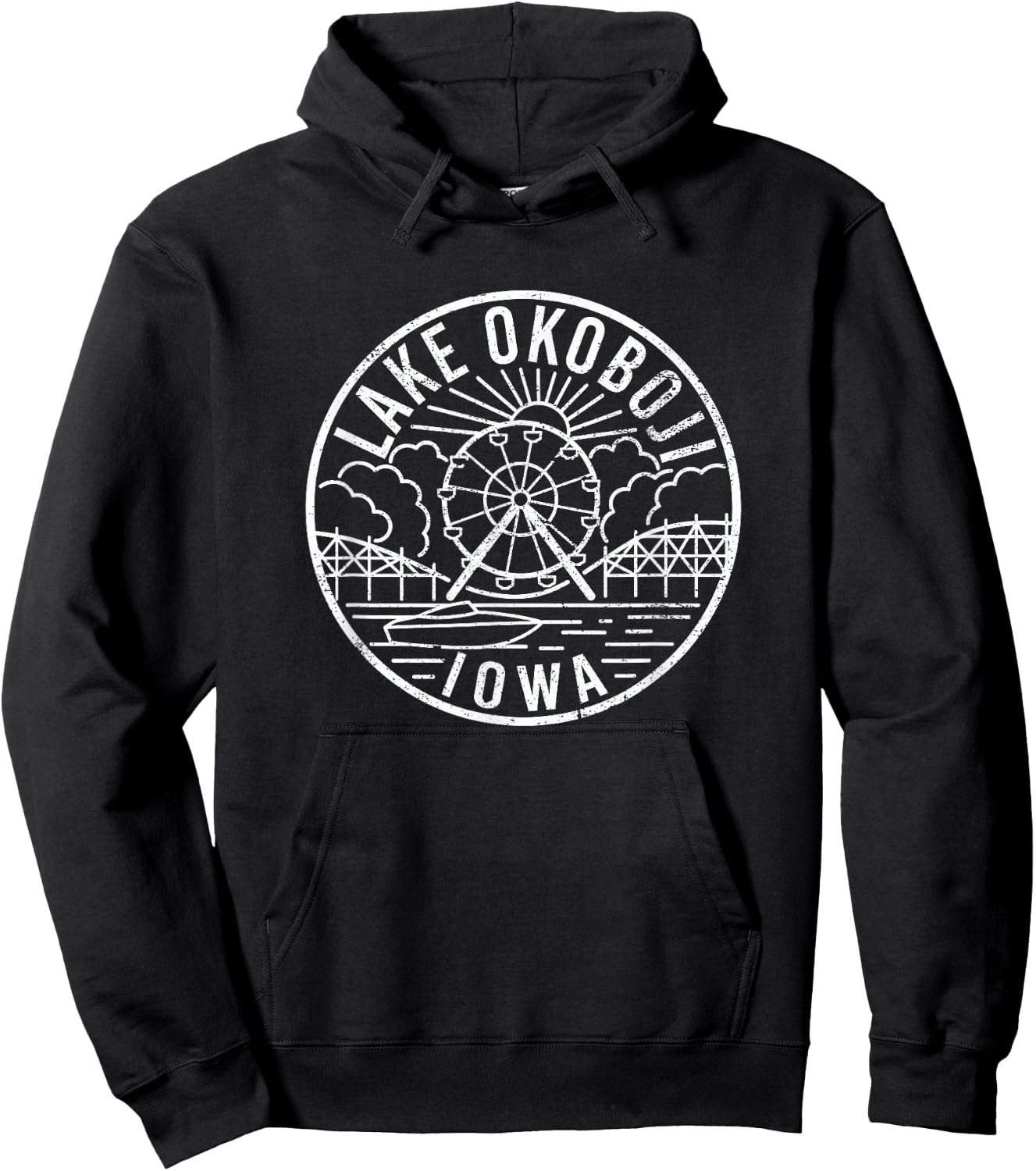 Lake Okoboji Iowa Hoodie - Hoodie | Black