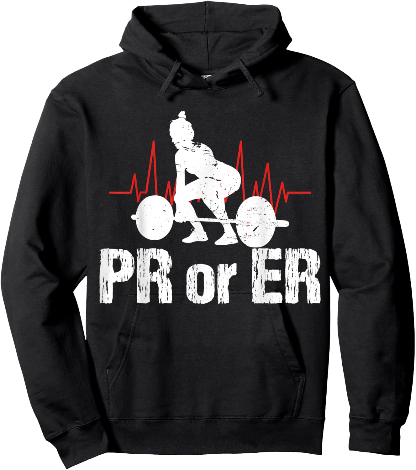 PR Or ER Funny Weightlifting Bodybuilding Apparel Vintage Hoodie - Hoodie | Black