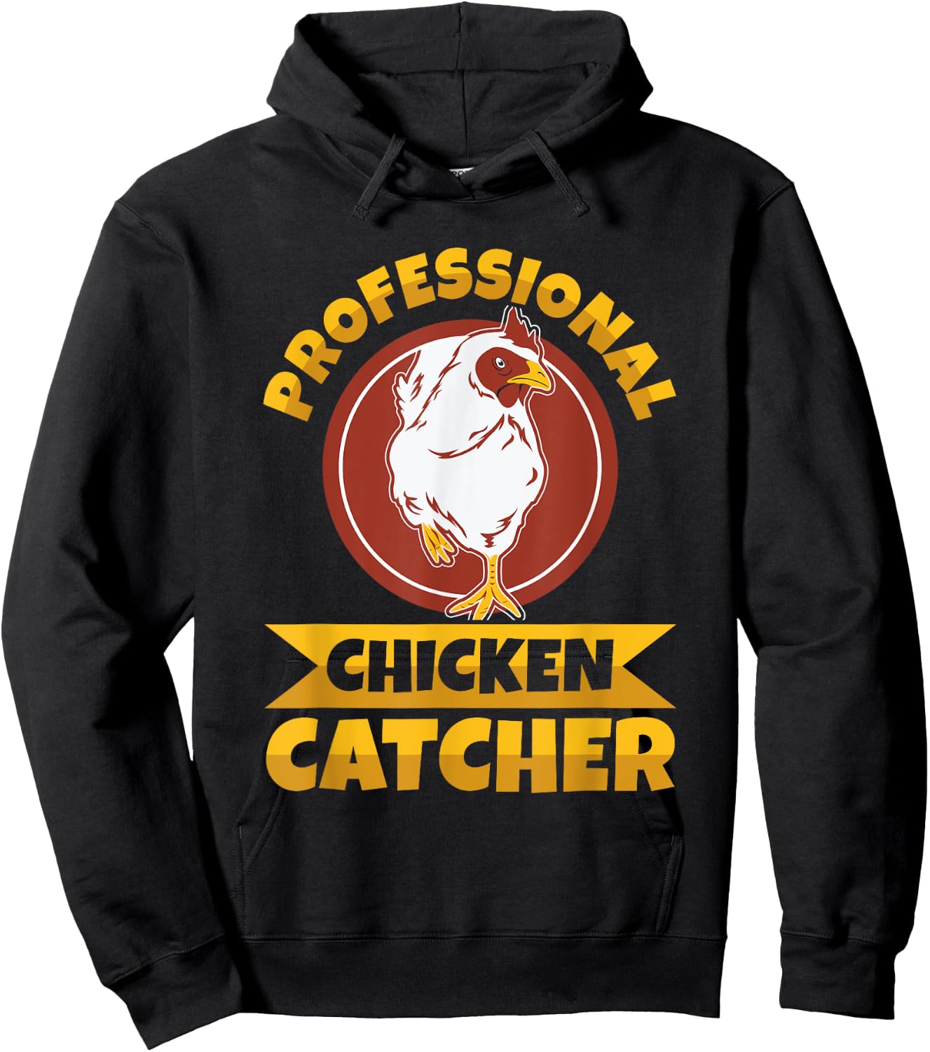 Chicken Farming Design -Adults , Black, Small, Short Sleeve, Regular Fit, Professional Chicken Catcher Design Hoodie - Hoodie | Black