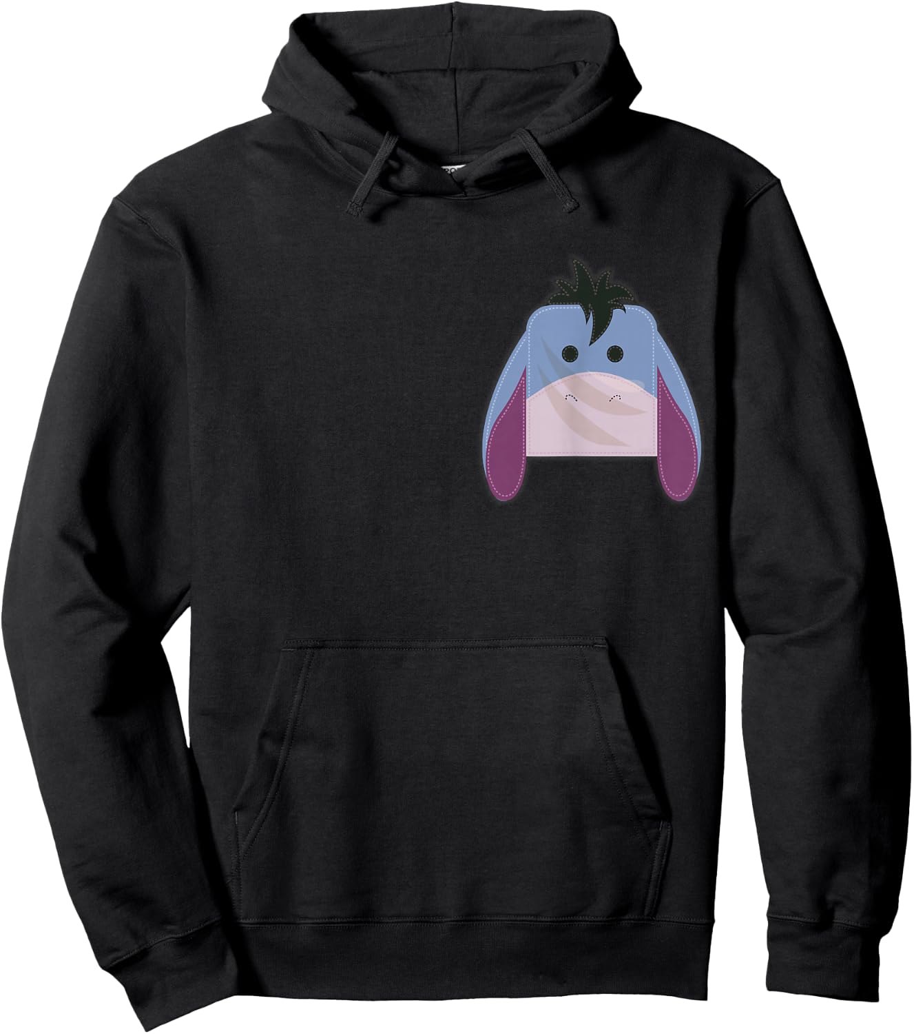 Disney Winnie The Pooh Eeyore Small Block Character Pocket Hoodie - Hoodie | Black