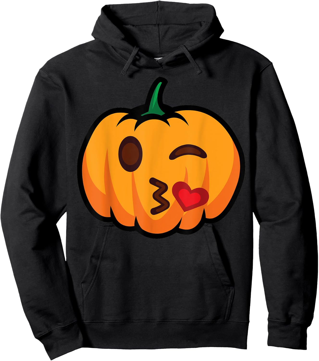 Pumpkin Emoji One Eye Open Wink Blow Kiss Love Funny Costume Hoodie - Hoodie | Black