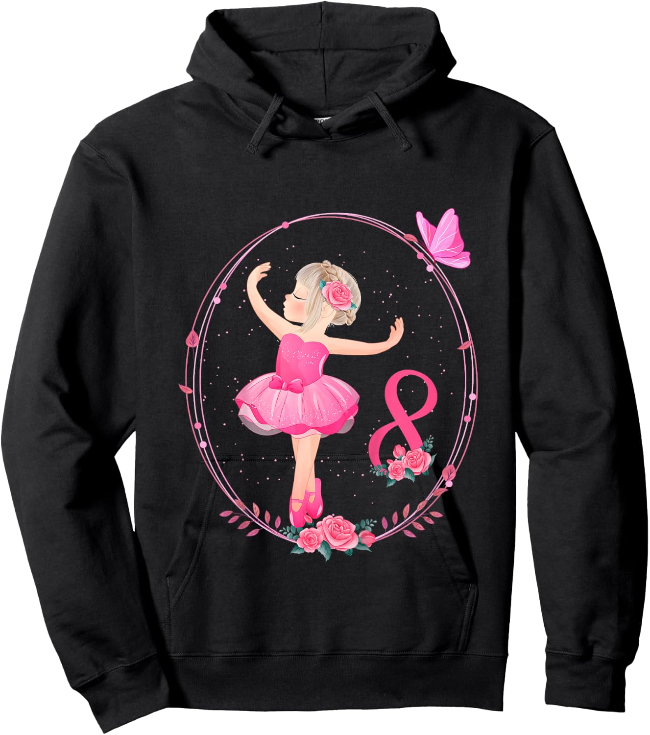 8th Birthday Ballerina in Tutu Girl Ballet 8 Years Hoodie - Hoodie | Black