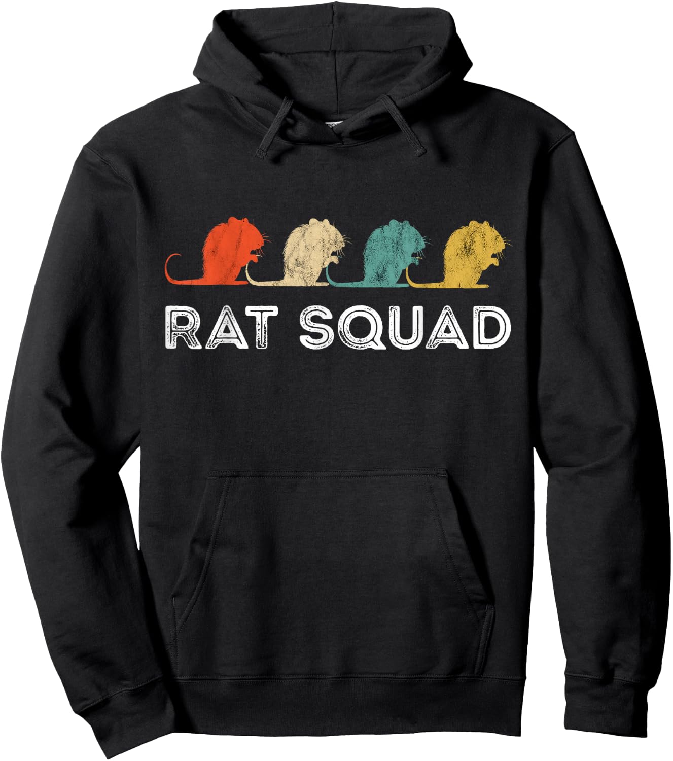 Rat Squad Retro Vintage Rat Owner Rodent Mouse Rat Lover Hoodie - Hoodie | Black