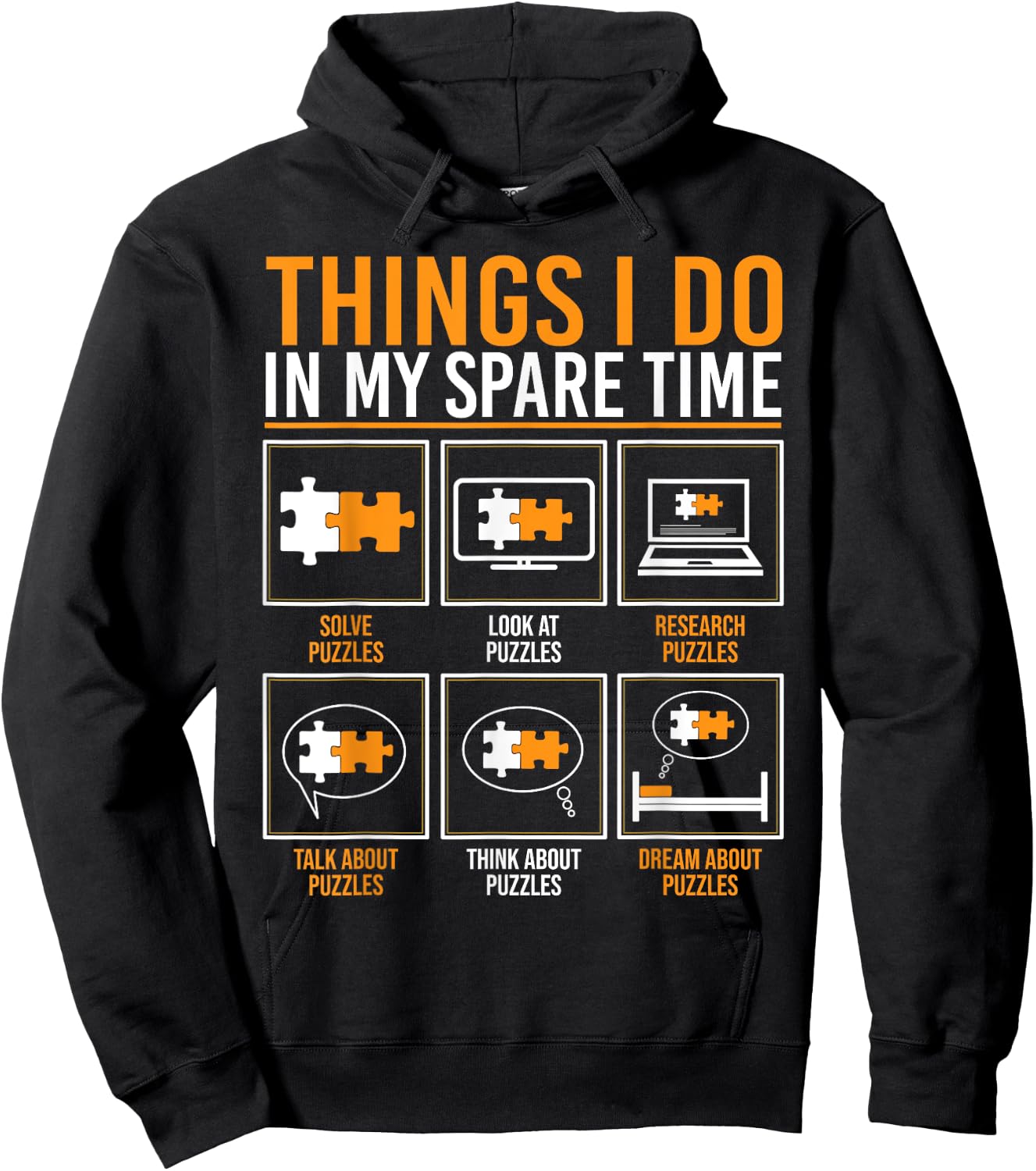 Funny Things I Do In My Spare Time Puzzling Jigsaw Puzzle Hoodie - Hoodie | Black