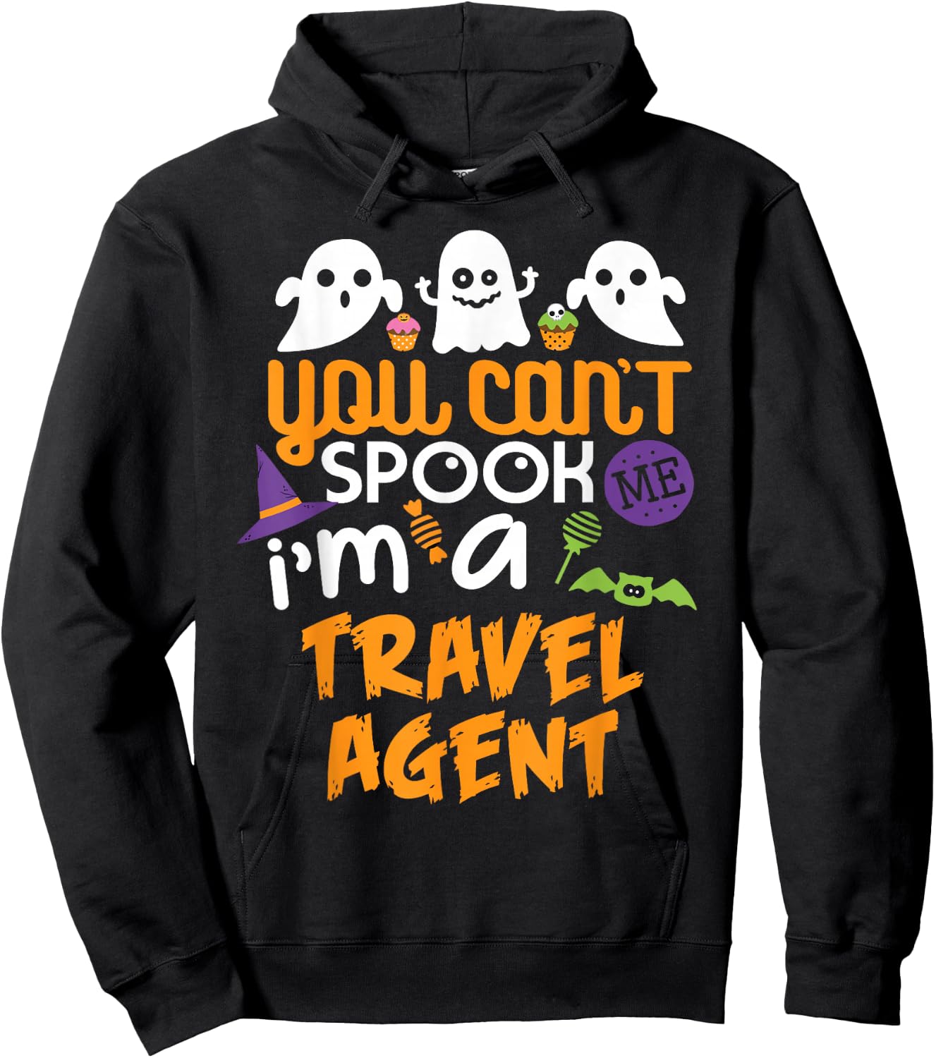 Travel Agent Halloween Shirt Costume Party Can't Spook Me Hoodie - Hoodie | Black