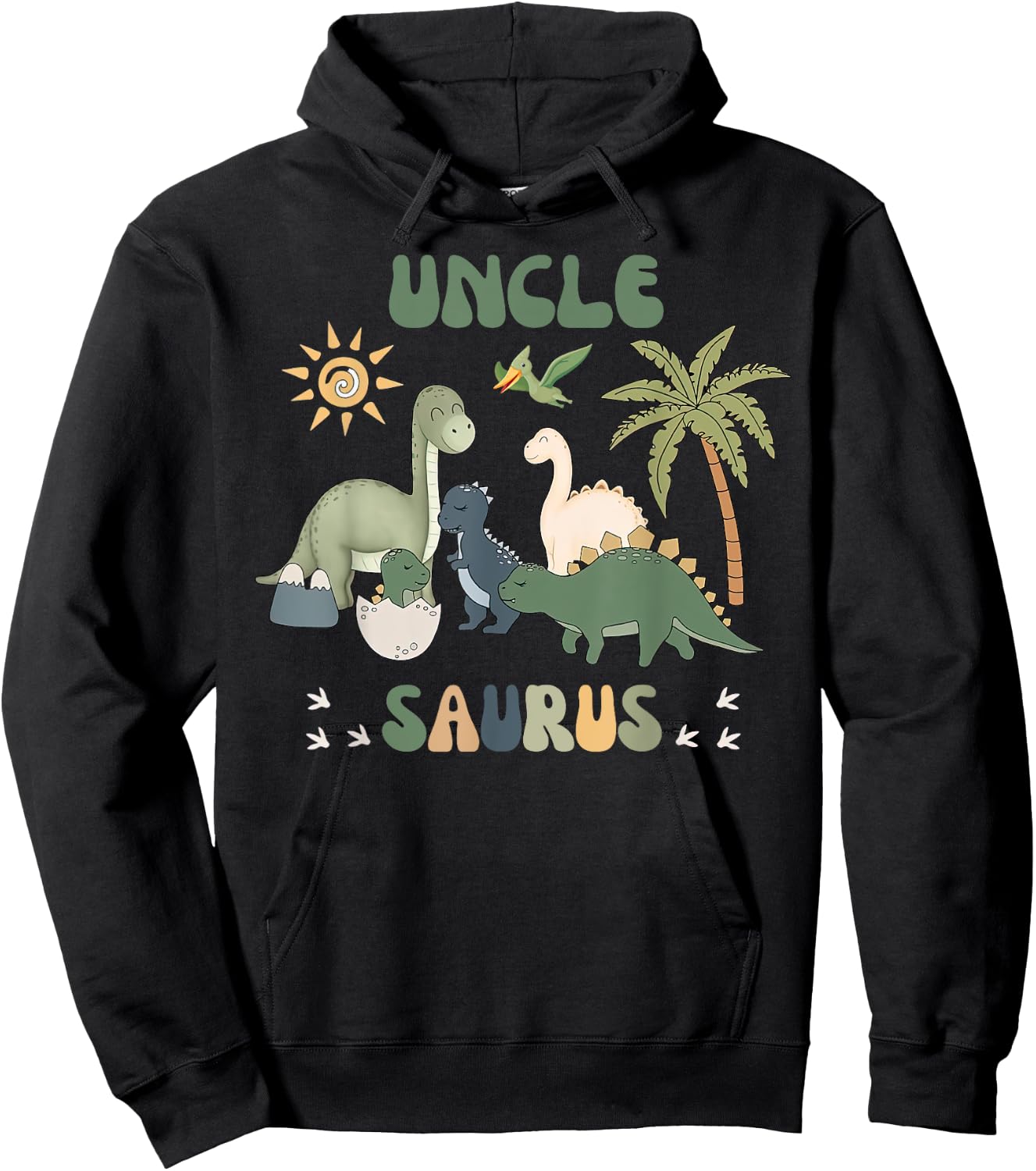 Unclesaurus T Rex Dinosaur Uncle Saurus Family Matching Hoodie - Hoodie | Black