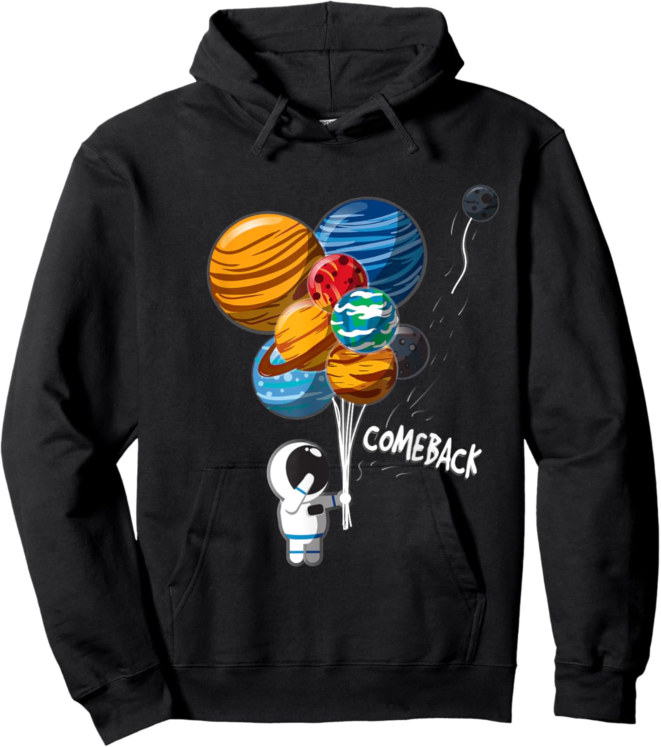 Astronaut Balloon Planets Pluto Outer Space Traveler Hoodie - Hoodie | Black