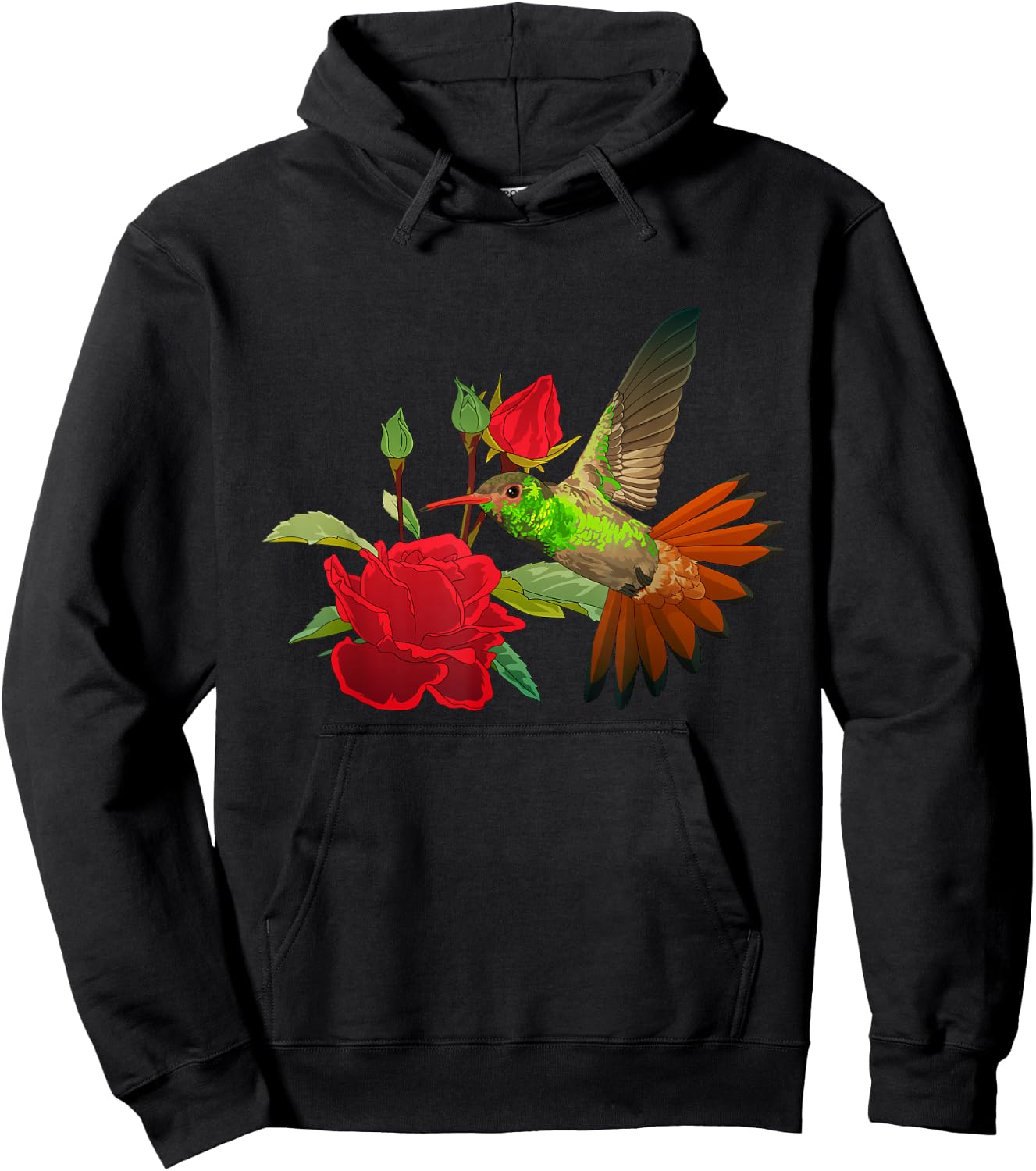 Hummingbird with flower Hoodie - Hoodie | Black