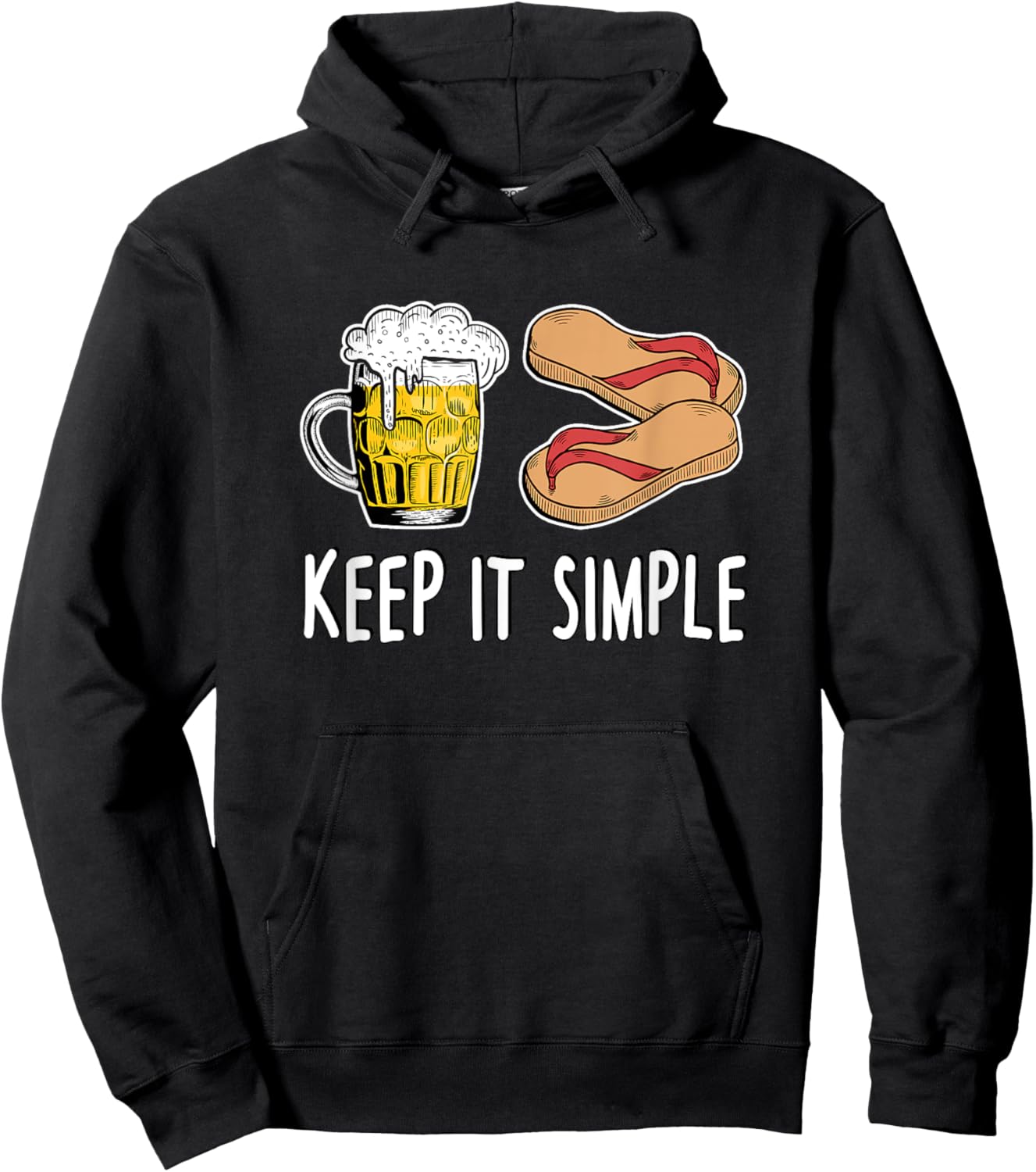 Keep It Simple - Beer And Flip Flops Hoodie - Hoodie | Black