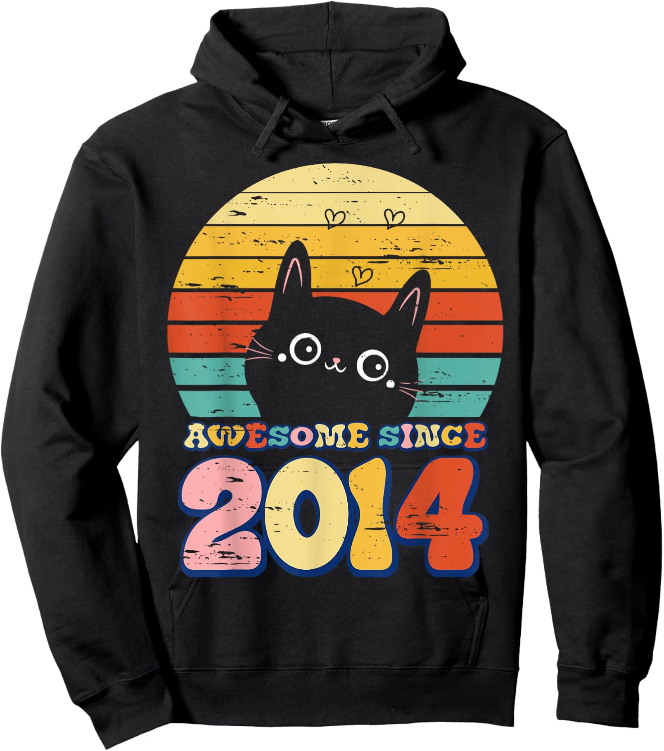 Awesome Since 2014 Cat For Girl Boy Its My 11th Birthday Hoodie - Hoodie | Black