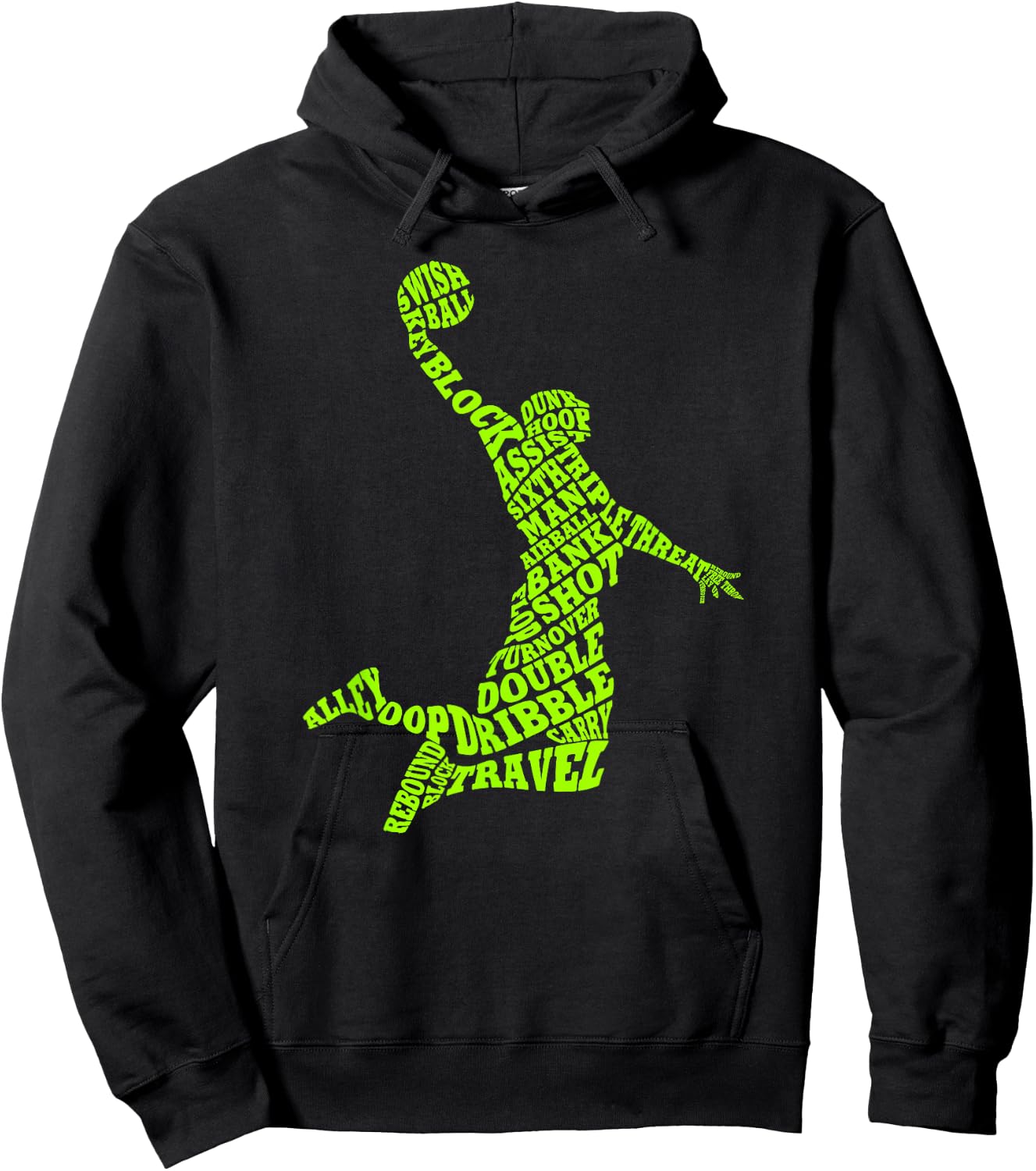 Basketball Player Typography Word Art Hoodie - Hoodie | Black