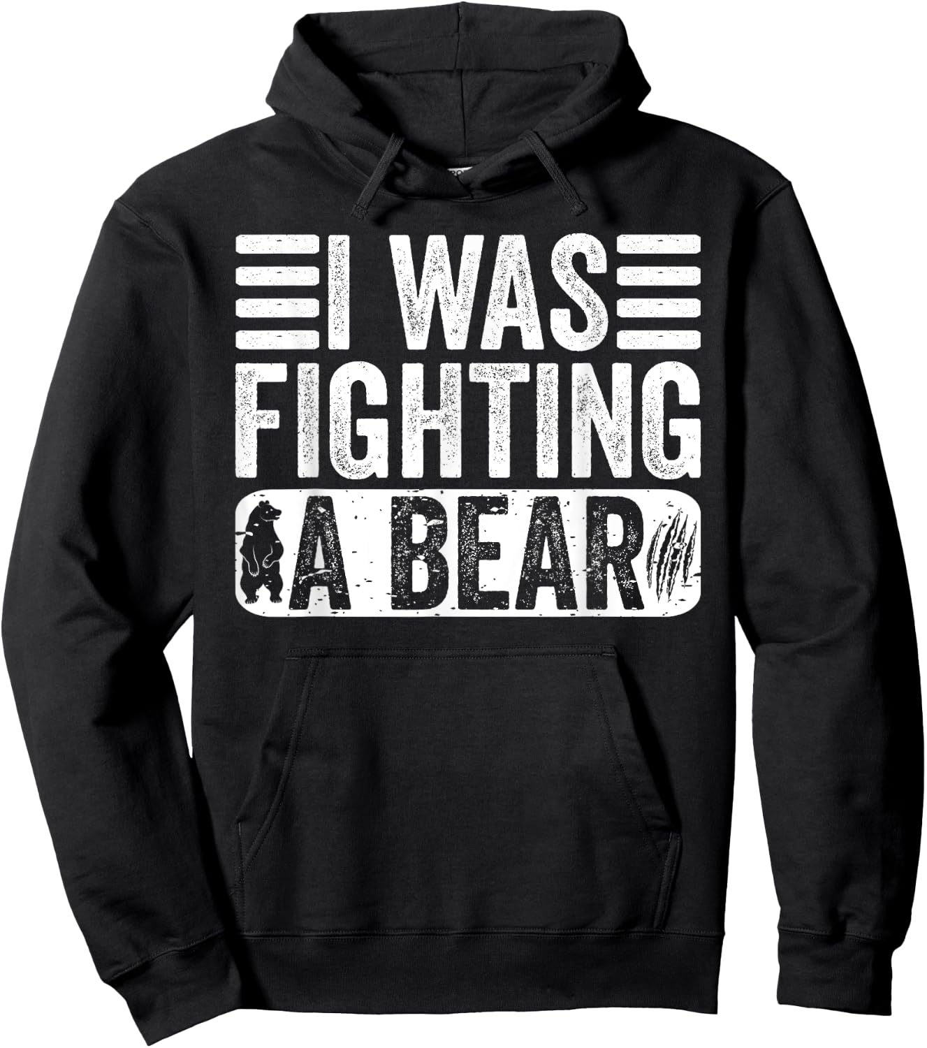 Funny Injury I Was Fighting A Bear Recovery Get Well Saying Hoodie - Hoodie | Black