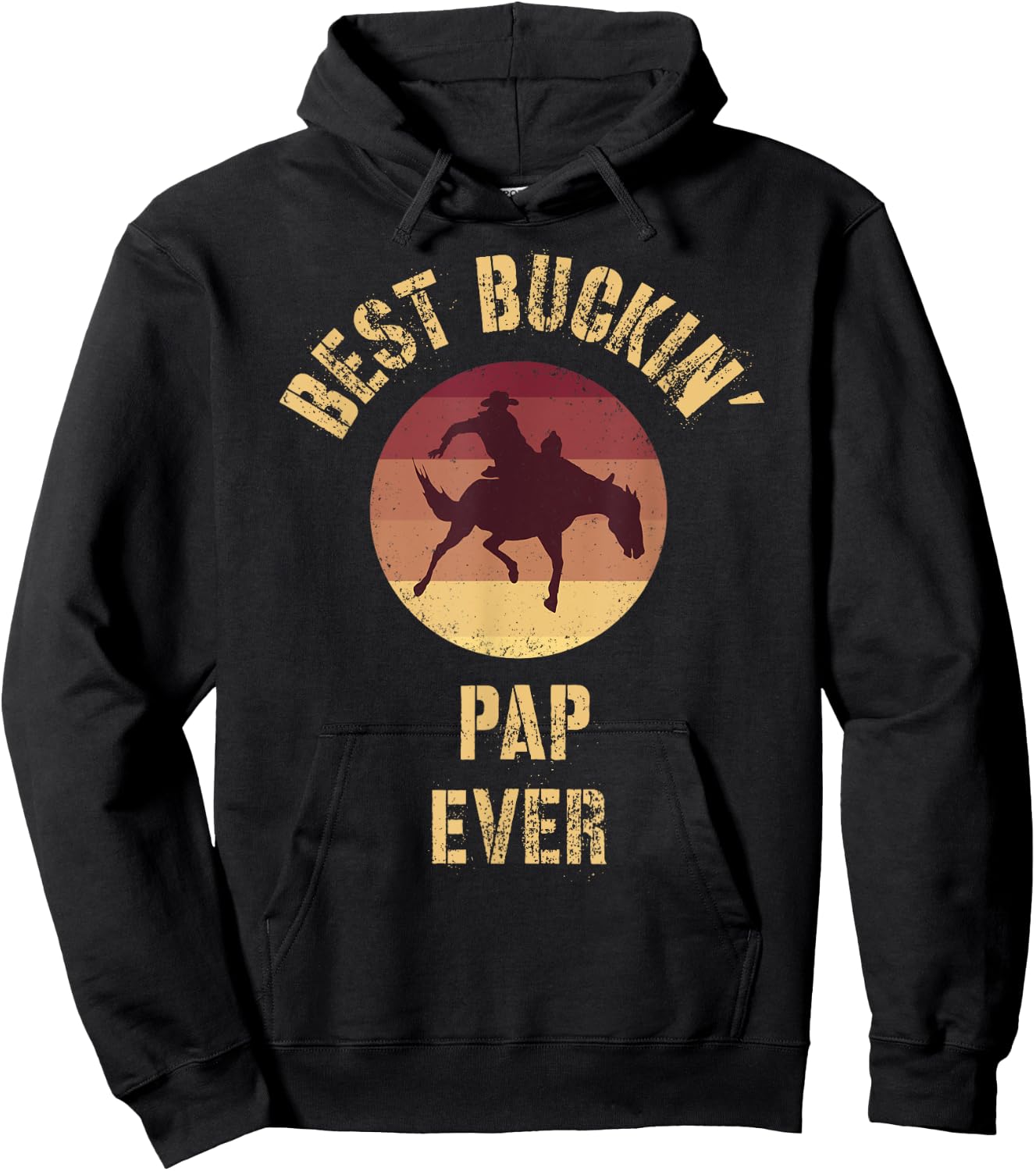 Best Buckin' Pap Ever Western Rodeo Cowboy Bucking Horse Hoodie - Hoodie | Black