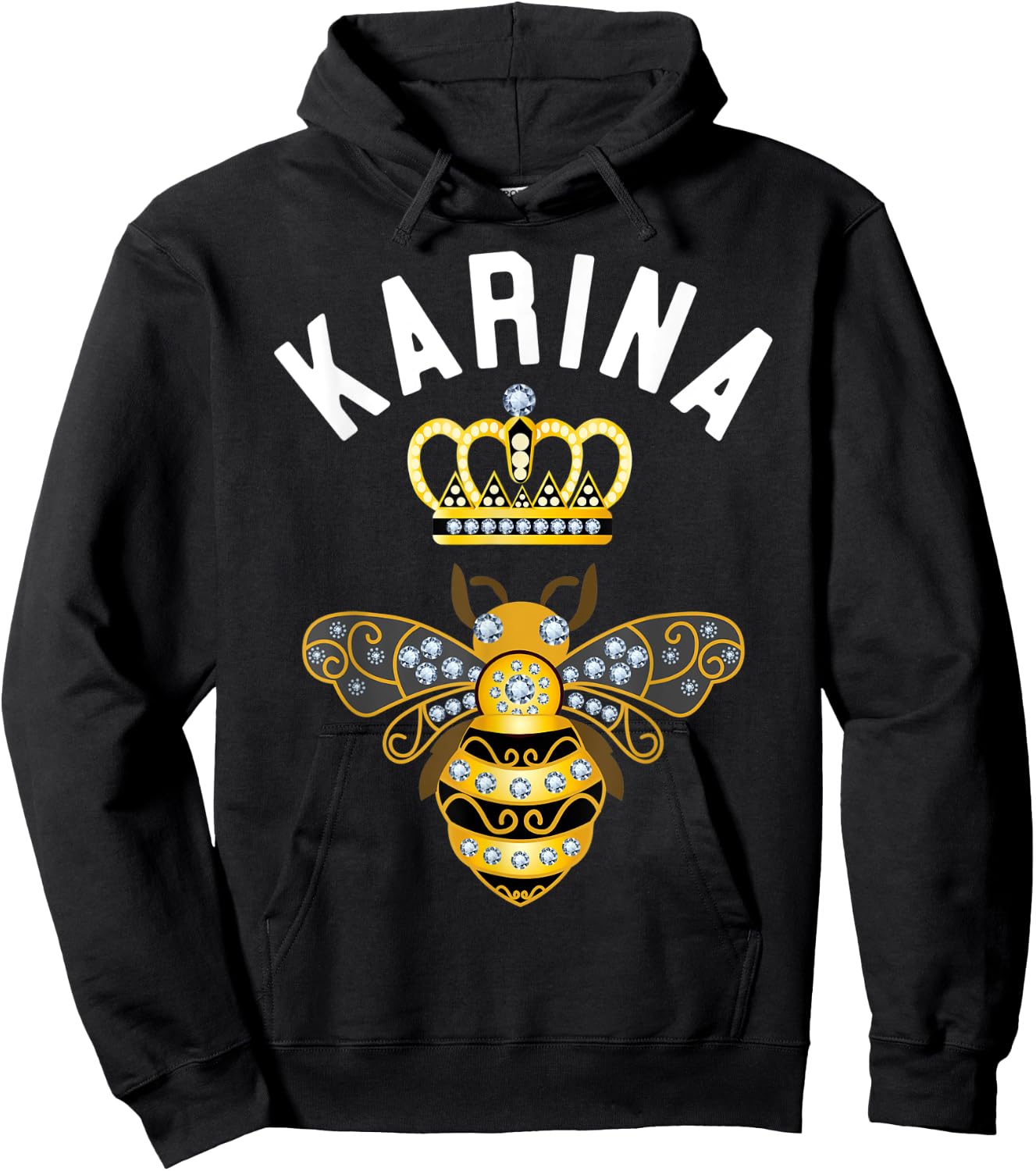 Karina Name Karina Birthday Gifts Queen Crown Bee Karina Hoodie - Hoodie | Black