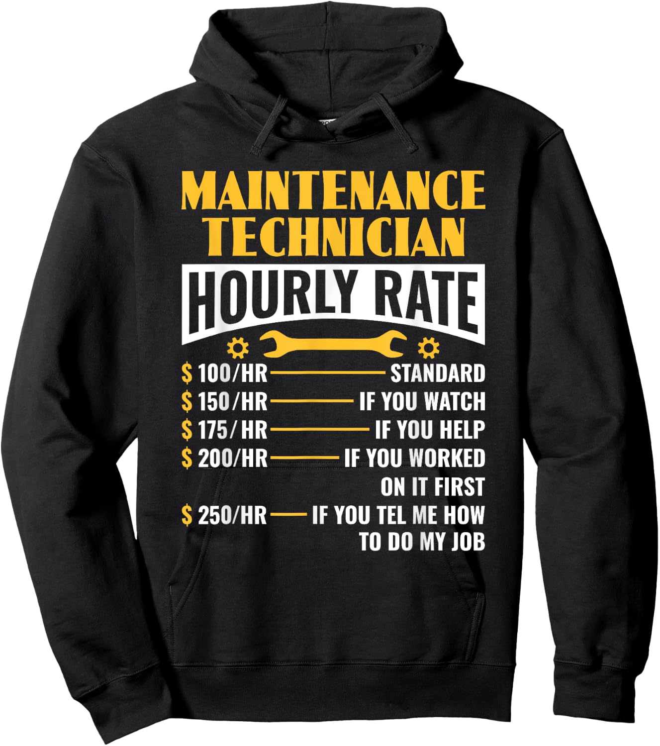 Funny Maintenance Technician Hourly Rate Maintenance Worker Hoodie - Hoodie | Black