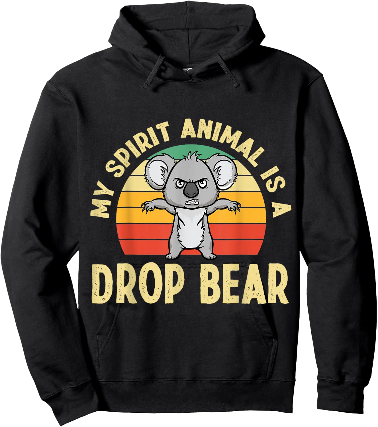 Australian Feral Koala, Spirit Animal Drop Bear Hoodie - Hoodie | Black