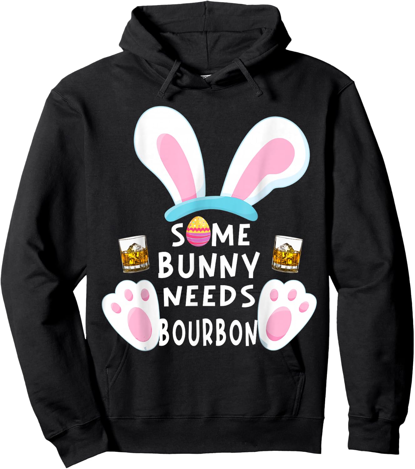 Some Bunny Needs Bourbon Wine Women Rabbit Funny Easter Day Hoodie - Hoodie | Black
